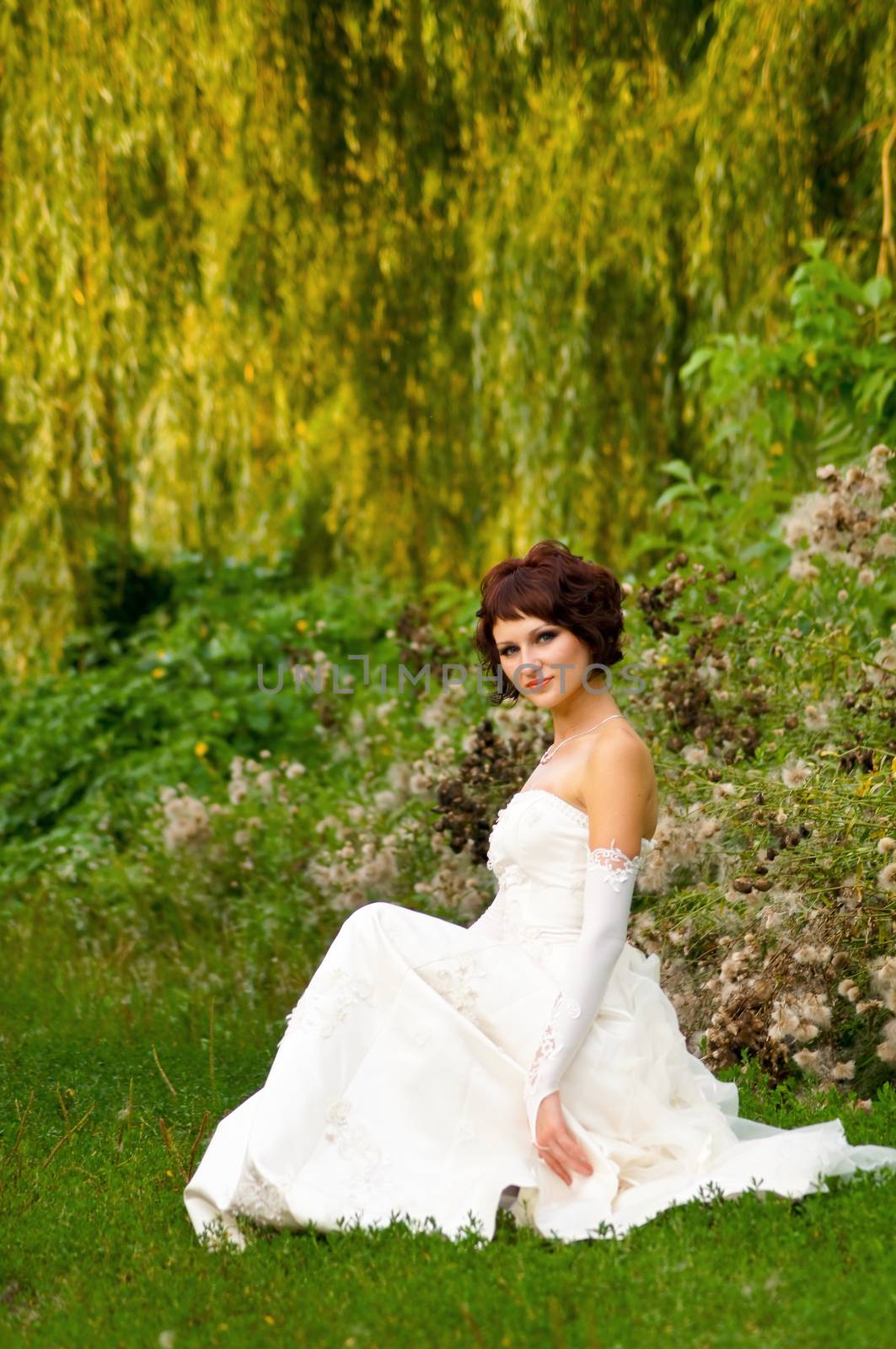 Pretty girl in a wedding dress