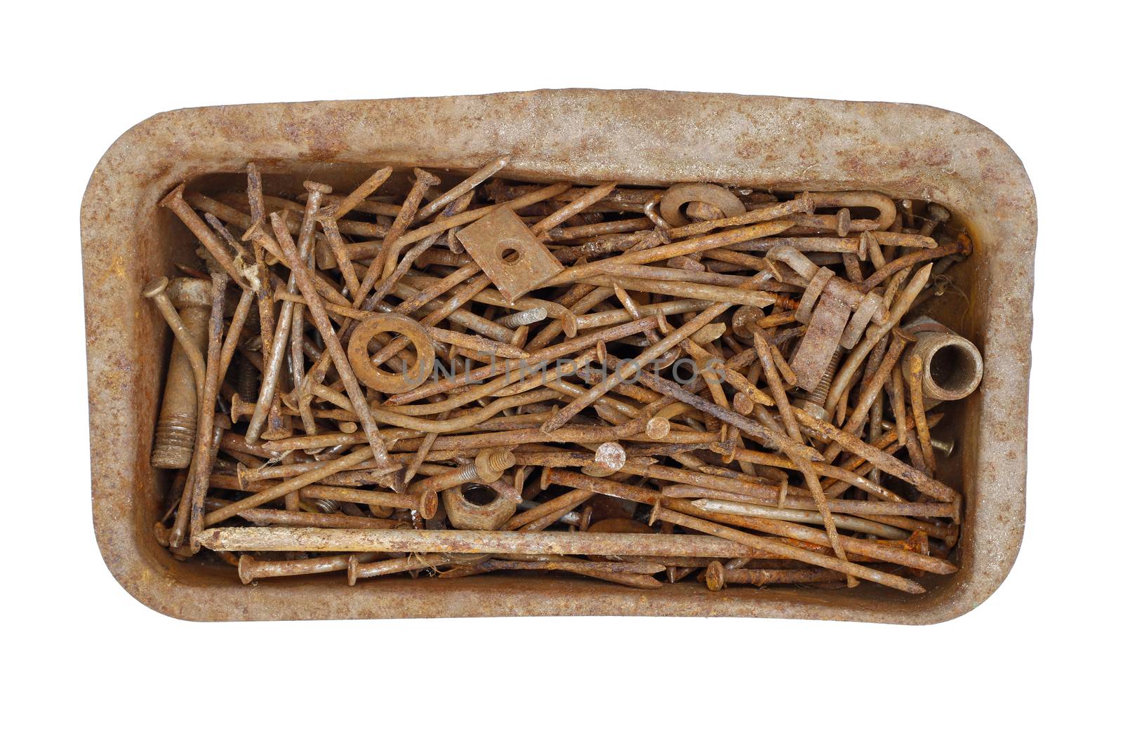 Detail of the old rusty nails