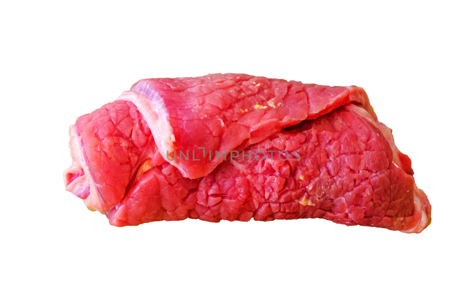 Non-fried roulade of fresh beef in front of white background
