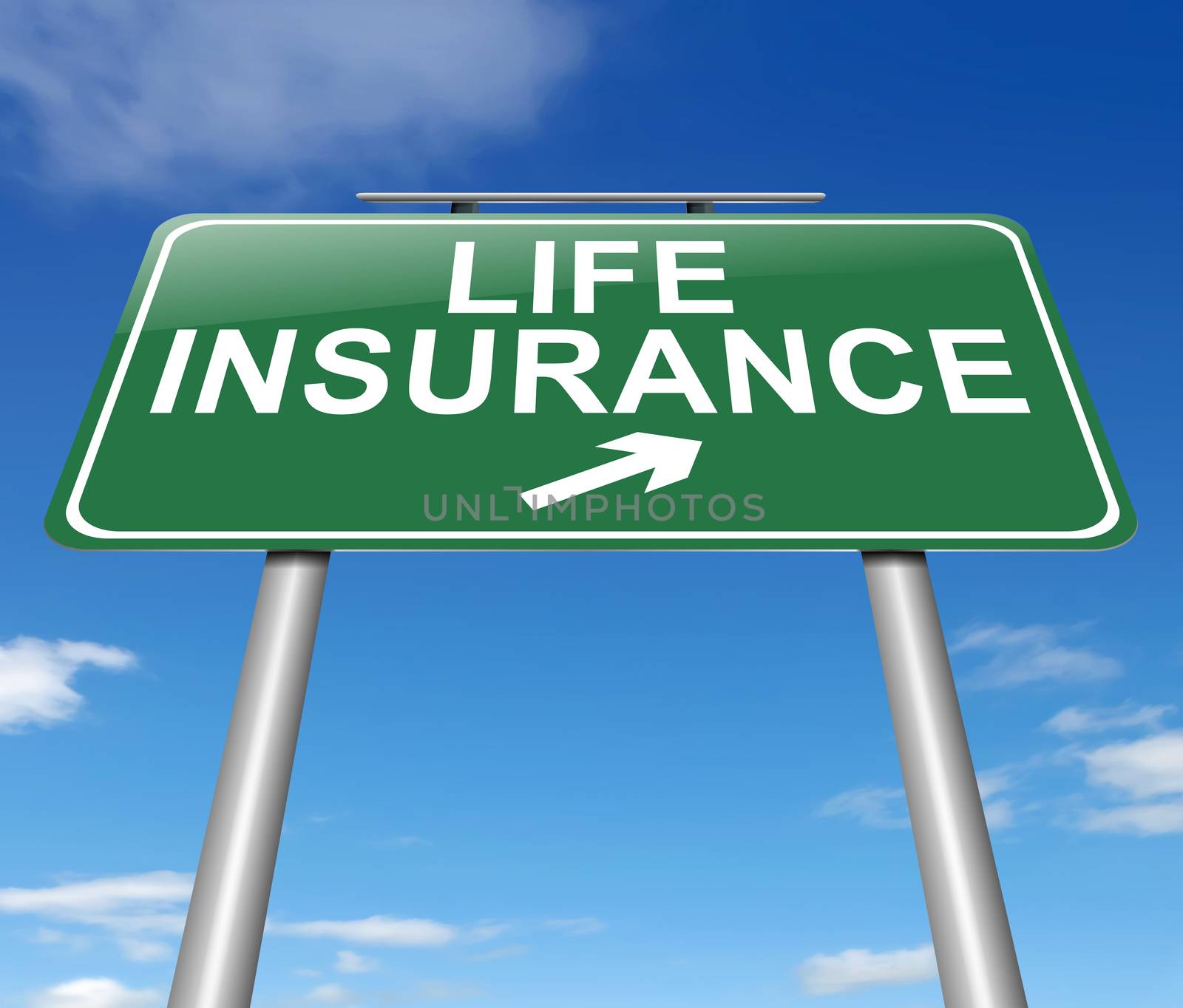 Illustration depicting a sign with a Life insurance concept.