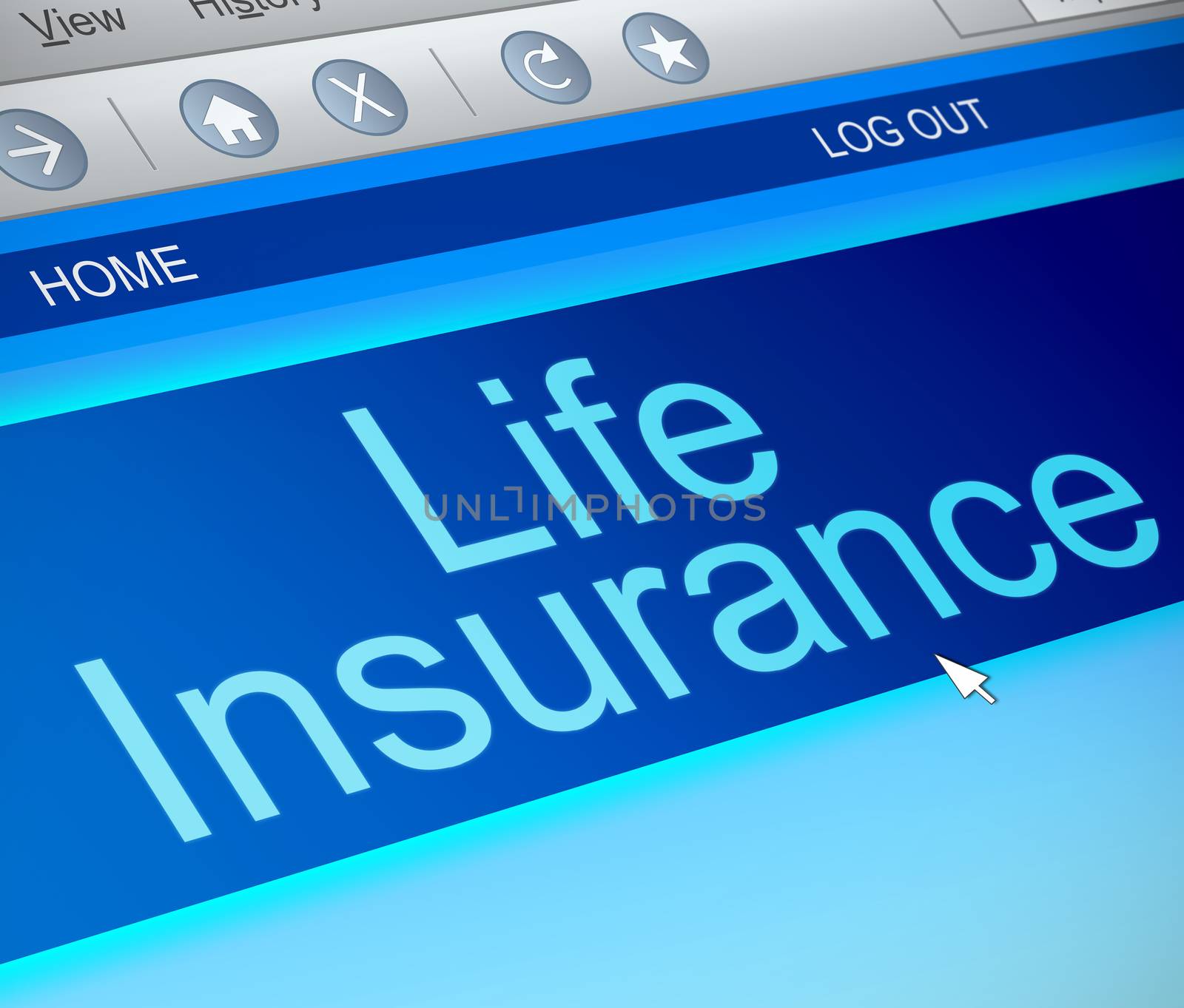 Illustration depicting a computer screen capture with a Life insurance concept.