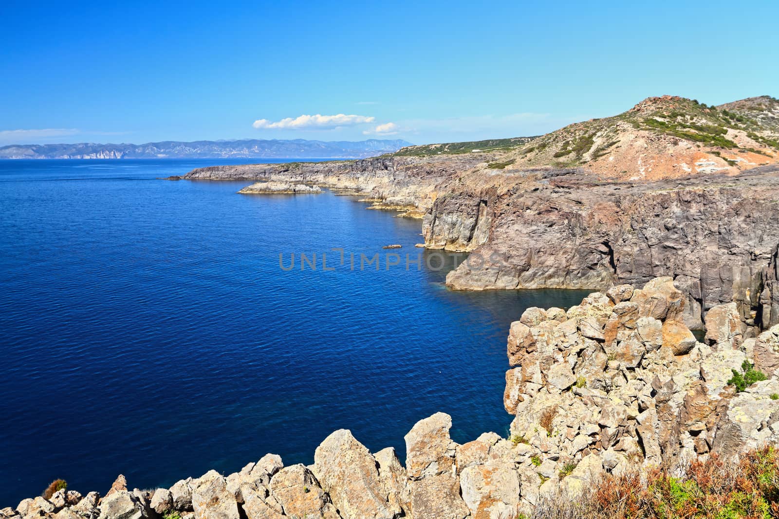 cliff in San Pietro island, Carloforte, Sardinia, Italy