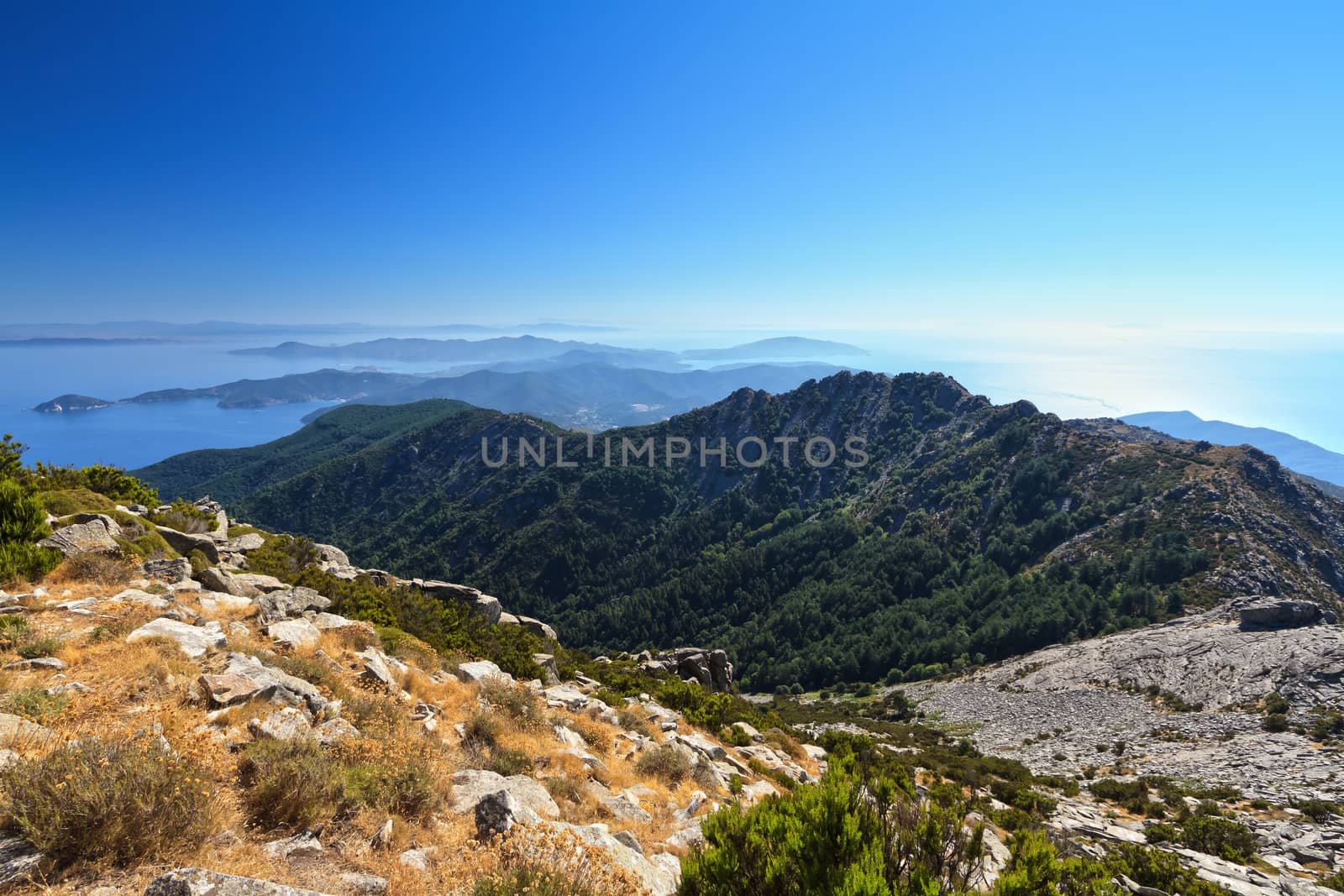 overview of Elba island at morning, Tuscany, Italy