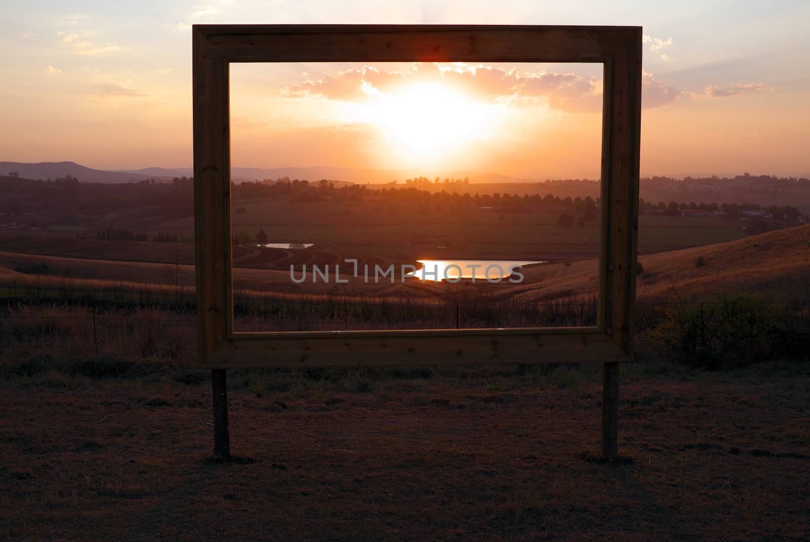 Sales sign frames African sunset