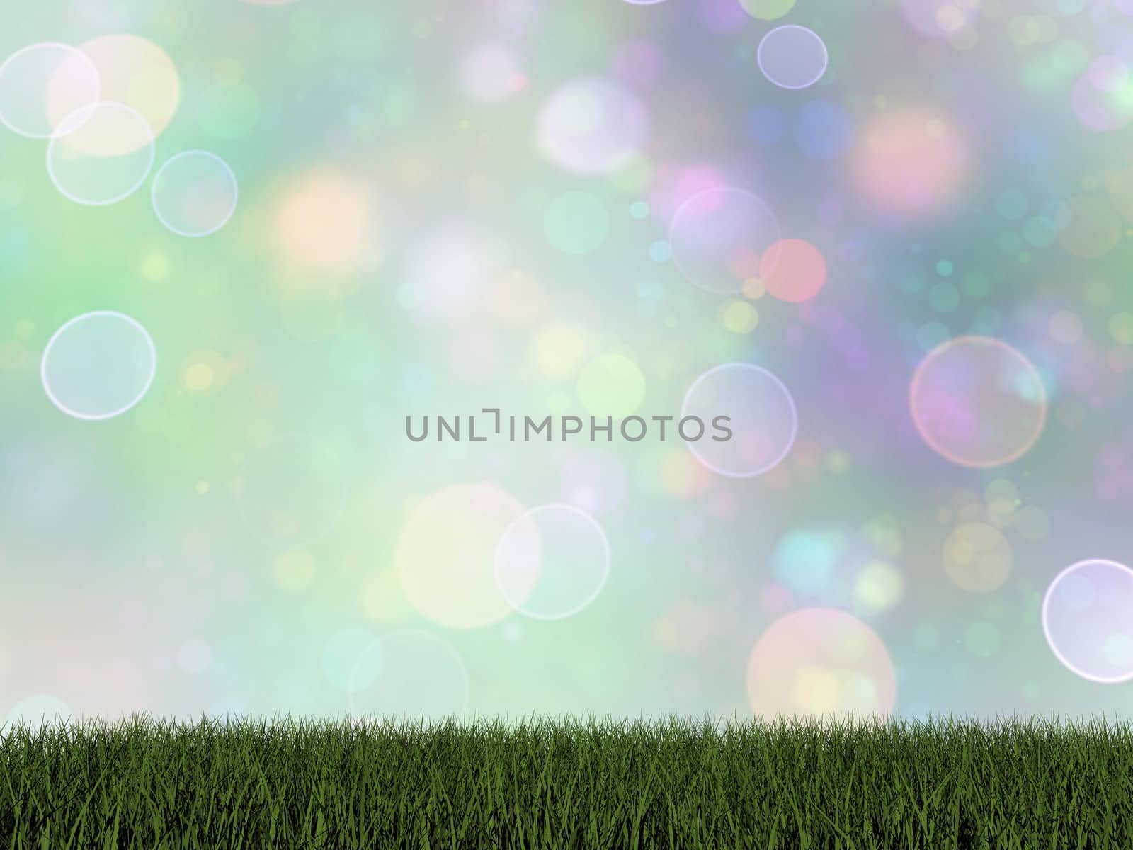 Green grass in bokeh background - 3D render