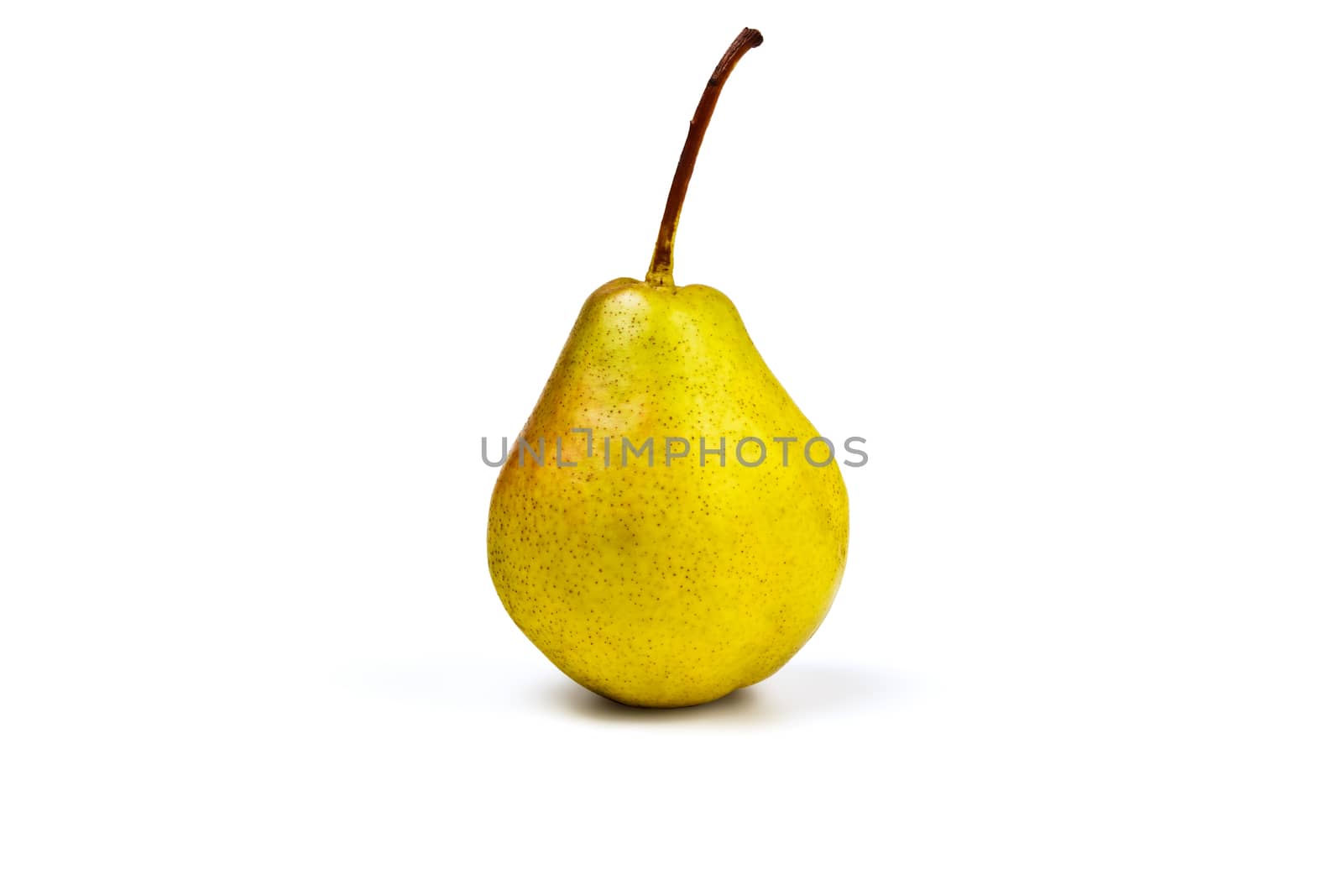 Yellow ripe pear on a white background