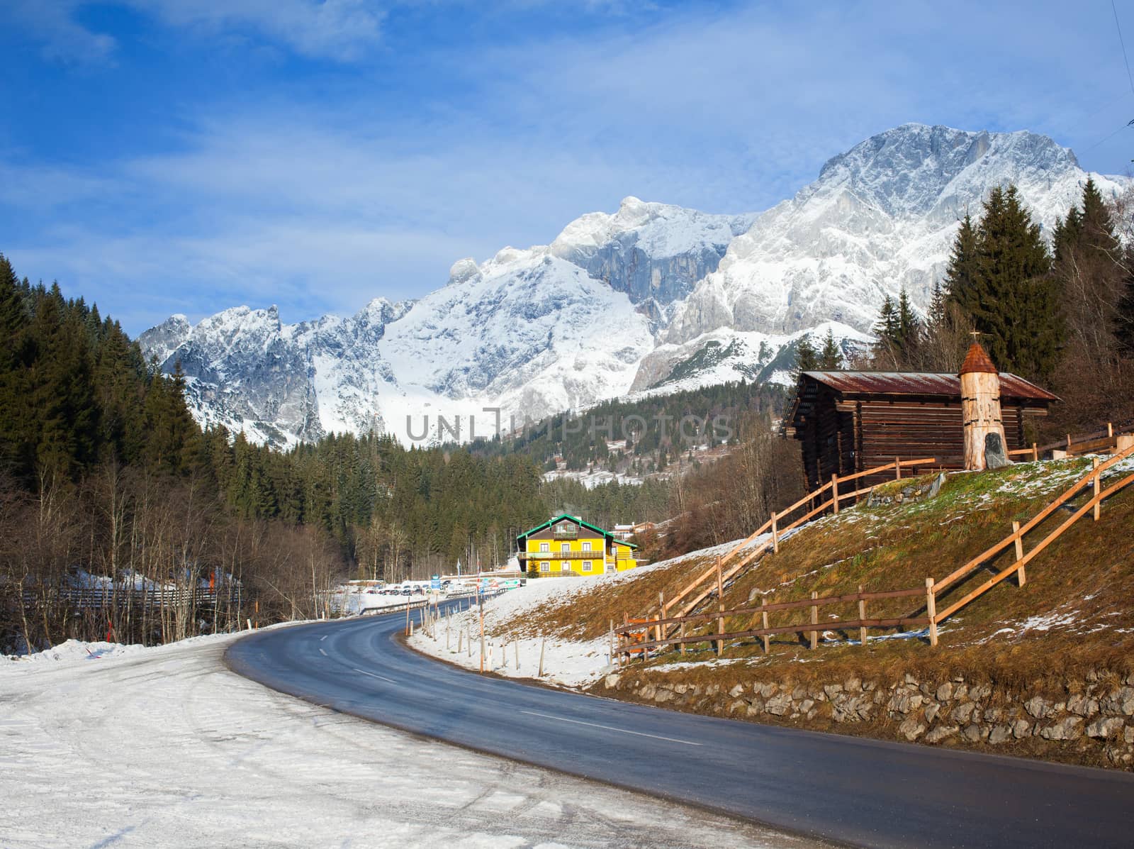 Winter in the Alps, Austria. Horizontal shot