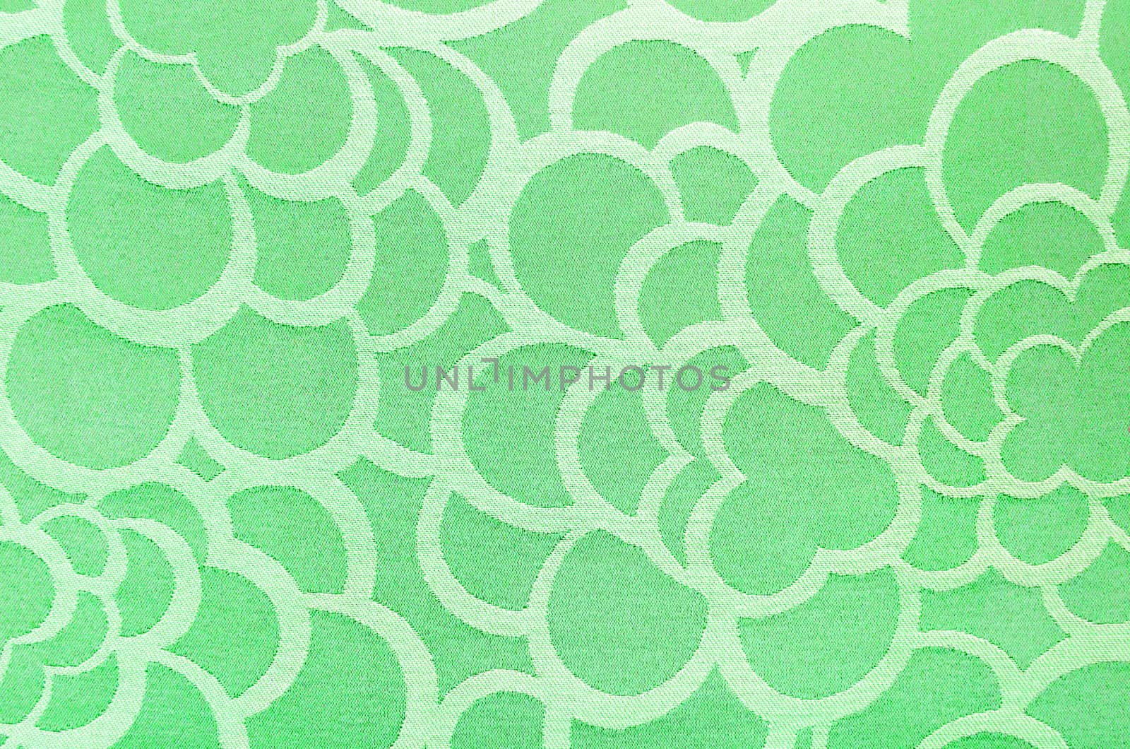 Abstract green circle fabric texture and background.