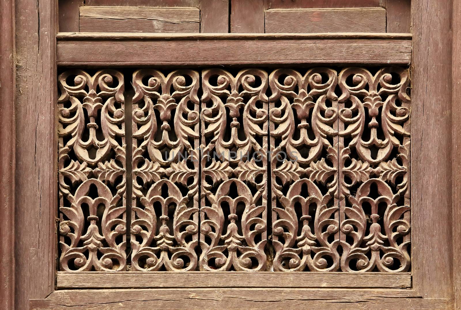 Old wooden traditional Nepalese window detail. Nepal by aptyp_kok
