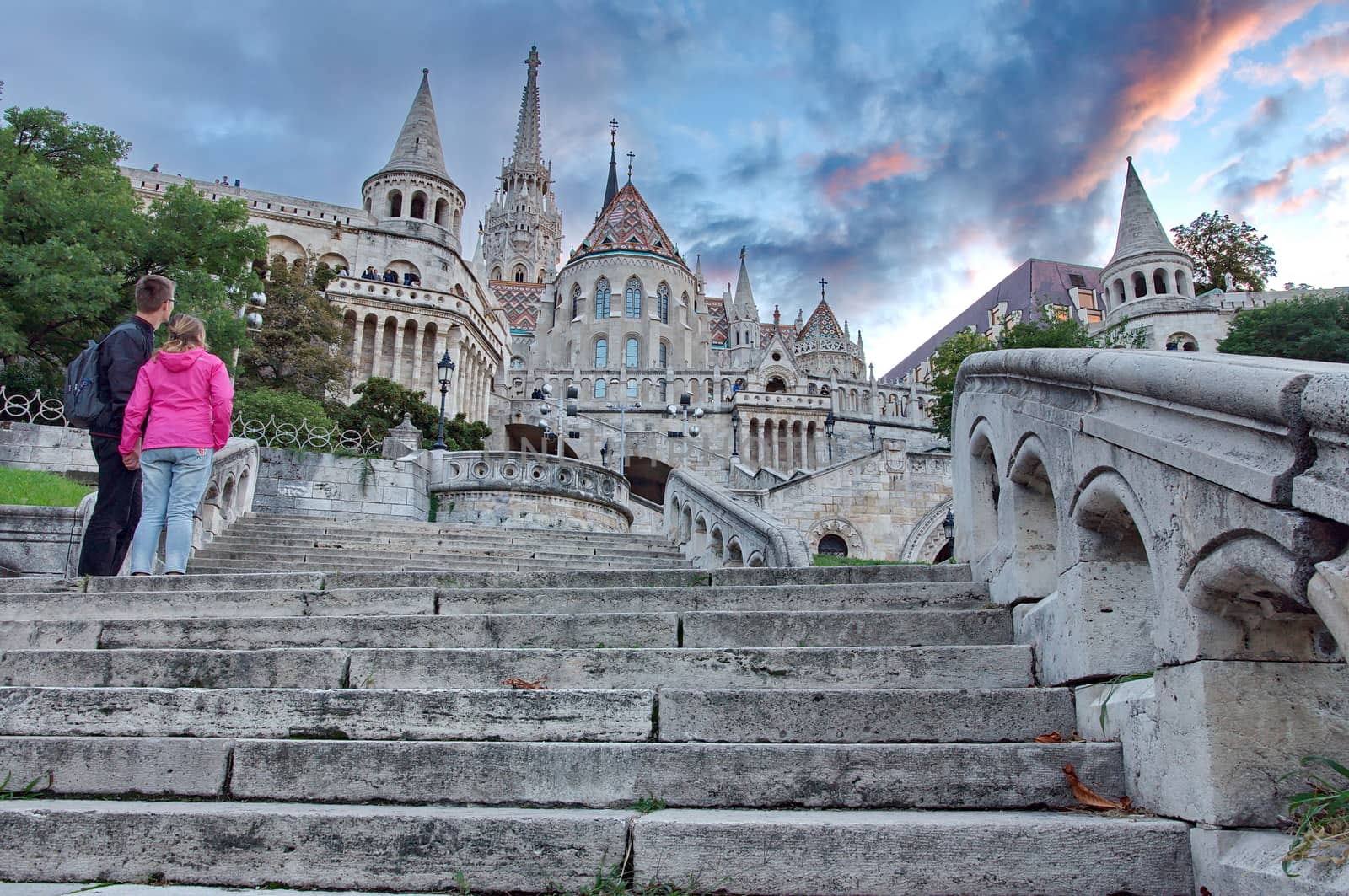 Budapest, HUNGARY - AUGUST 24: Old Unknown couplet at Fisherman's Bastion in Budapest, Hungary on August 24, 2014