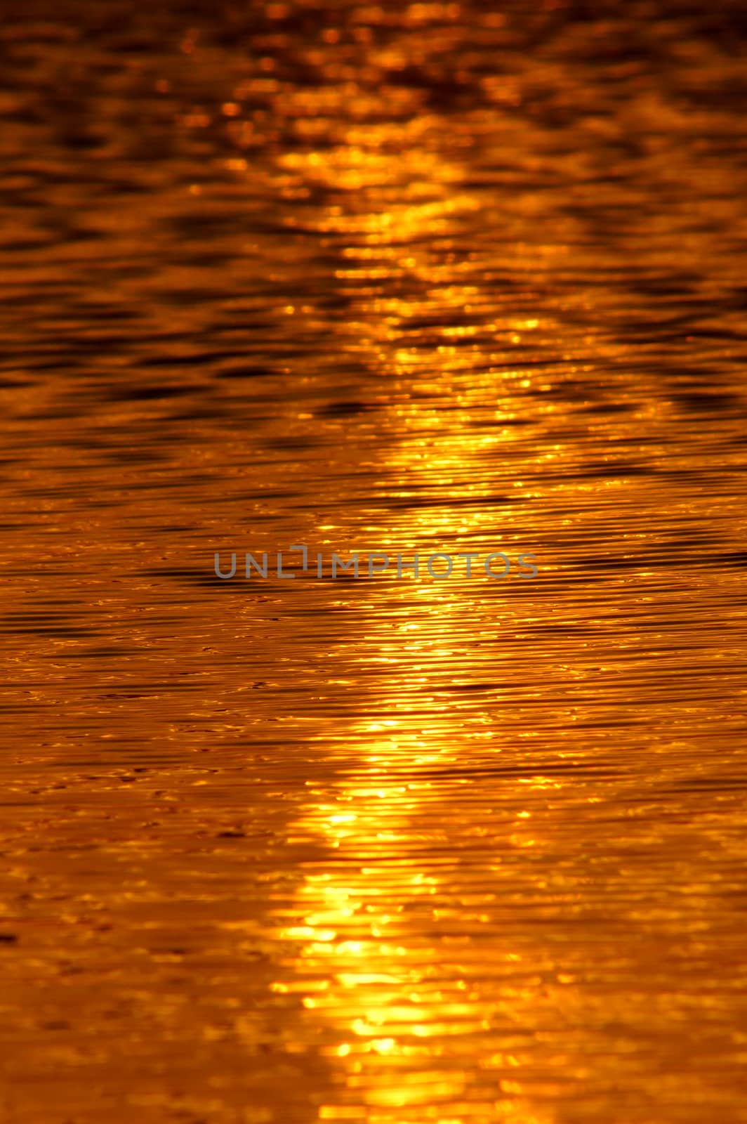 Reflection of sunset on the lake.
