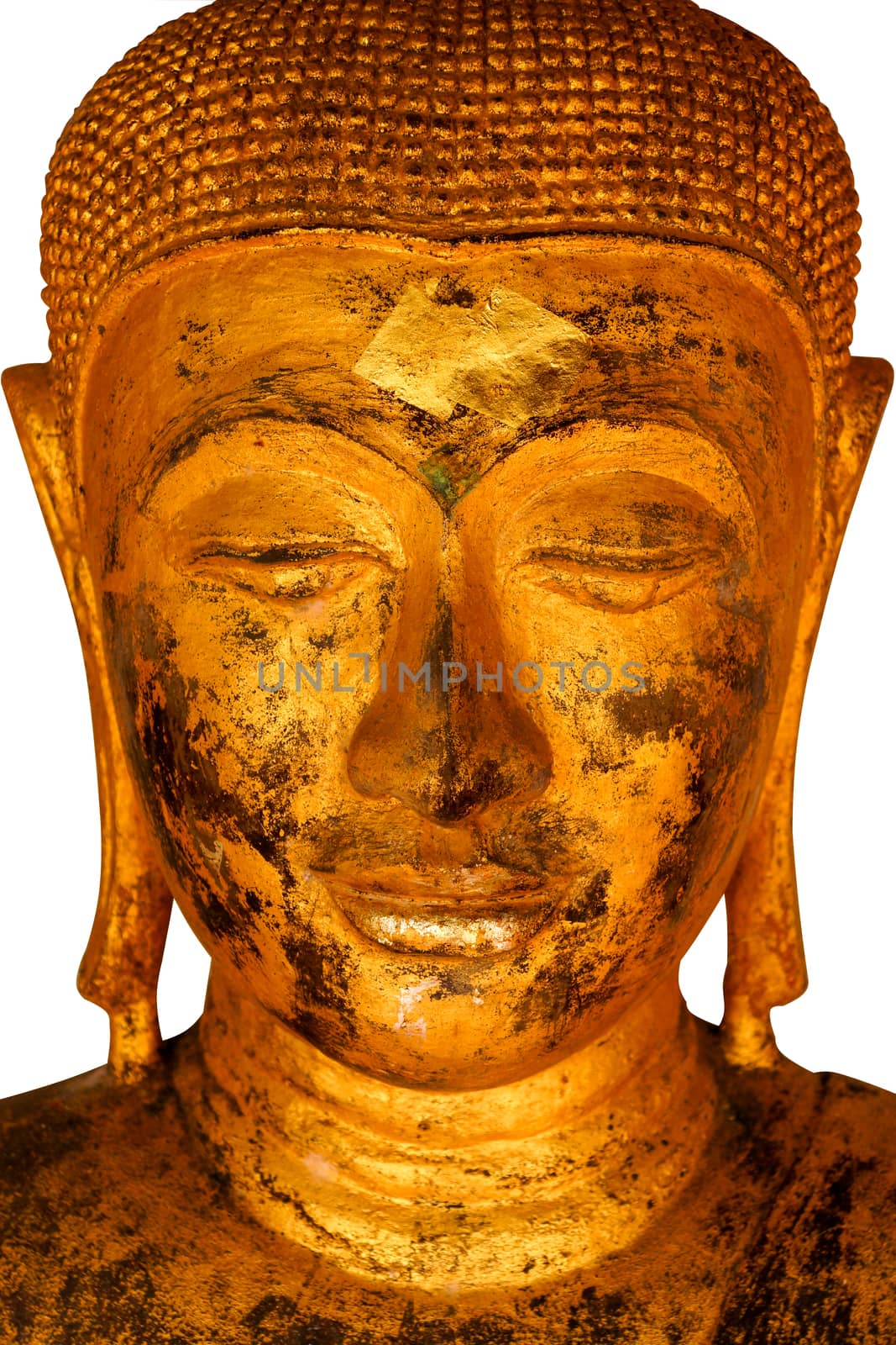 Close up shot of the smile Buddha's face by Noppharat_th