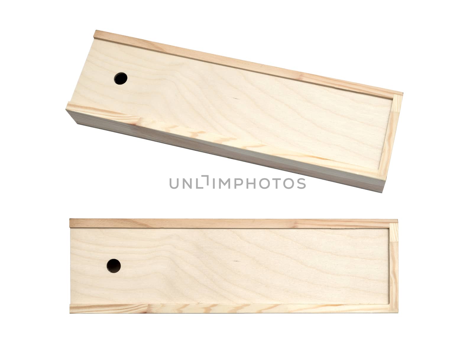 Wooden box isolated on white background