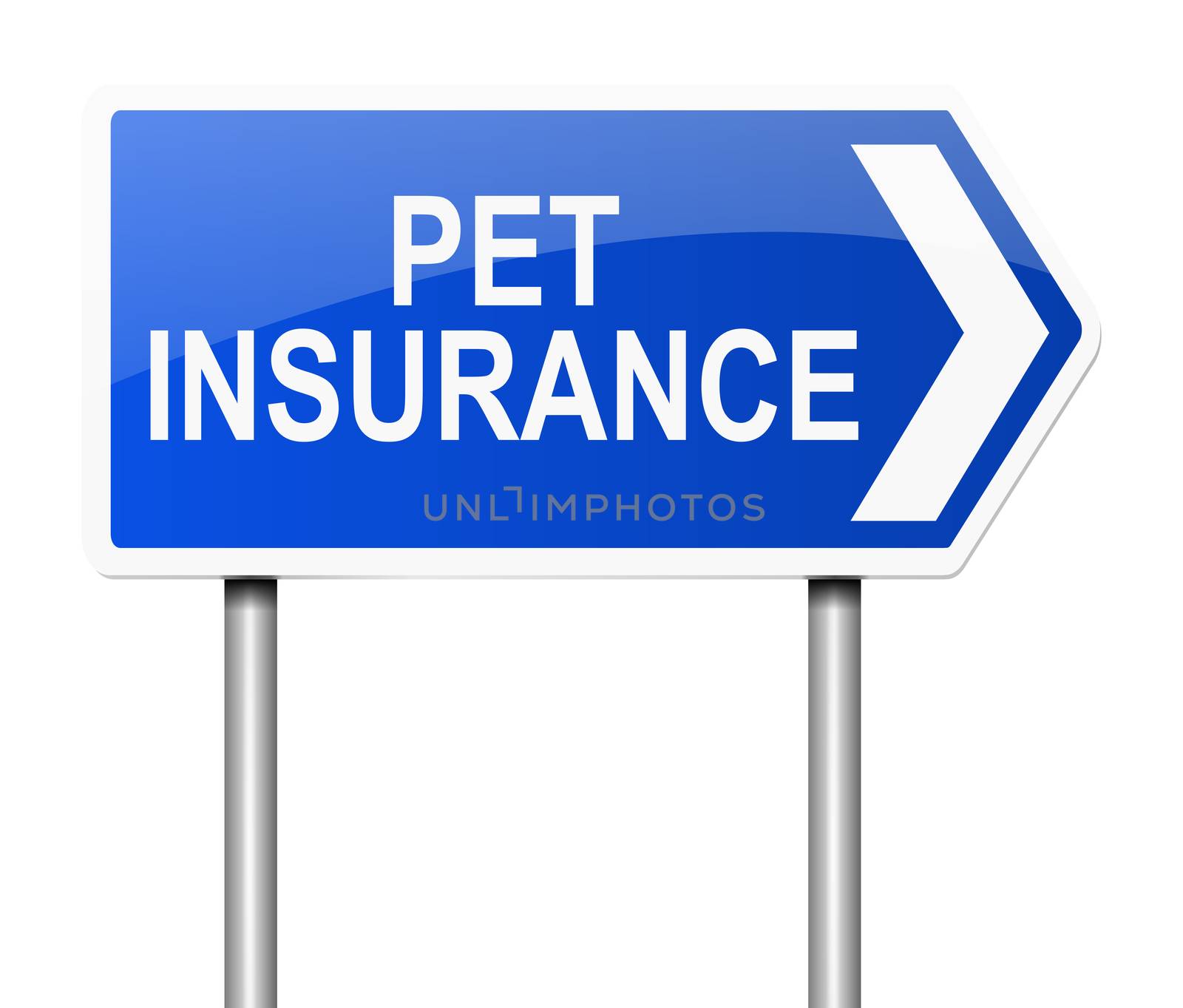 Illustration depicting a sign with a pet insurance concept.