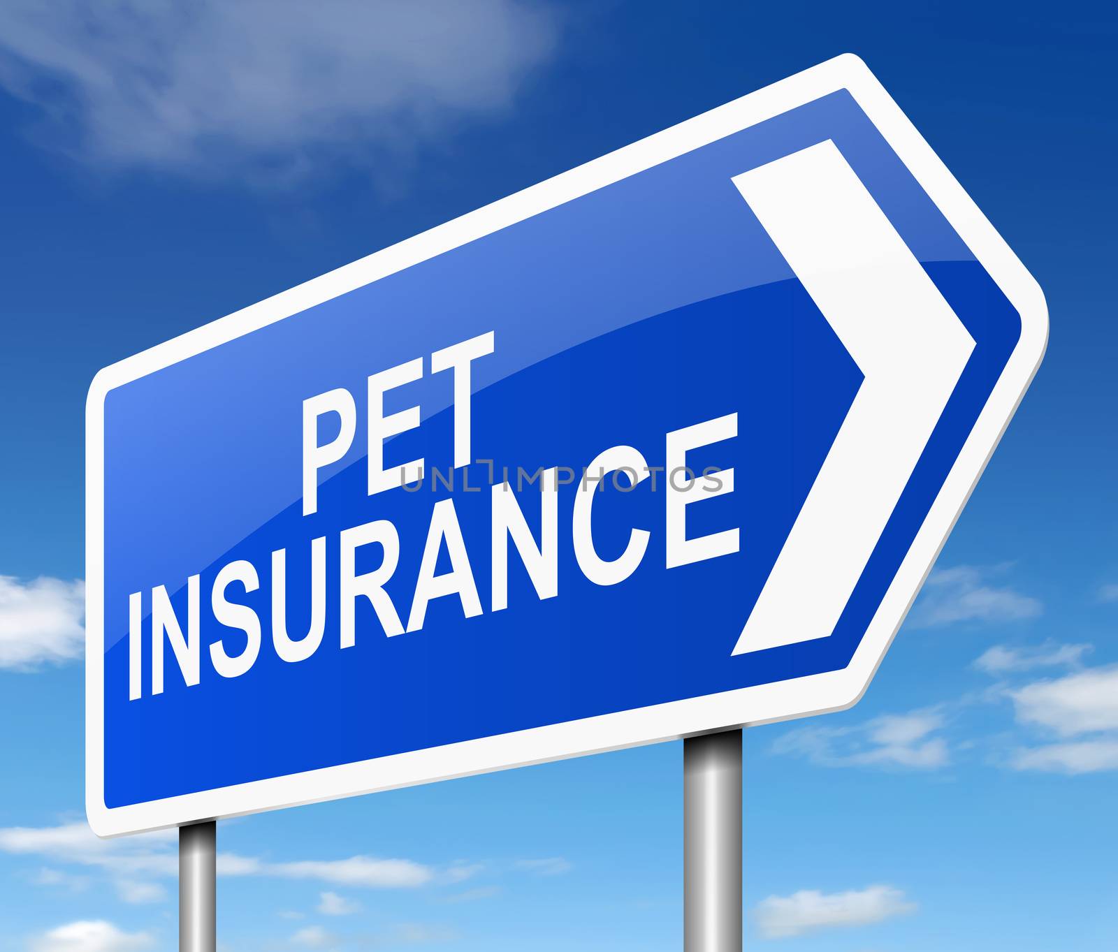 Illustration depicting a sign with a pet insurance concept.