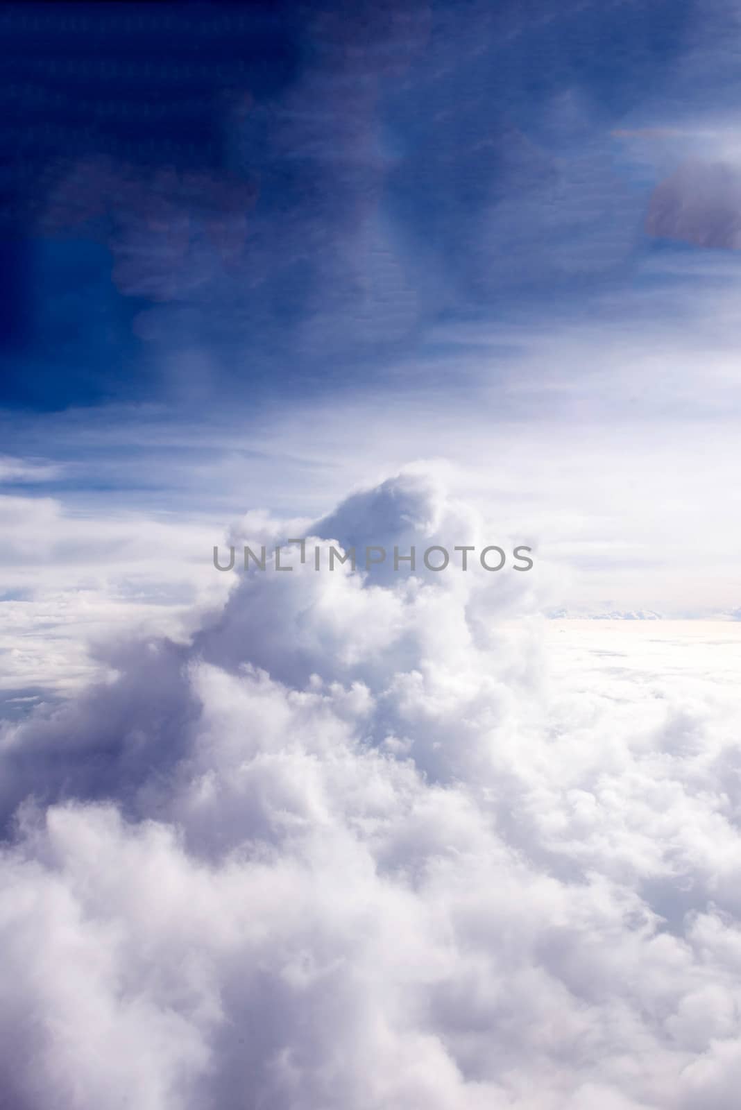 Cloudscape. Blue sky and white cloud. Sunny day. Cumulus cloud.