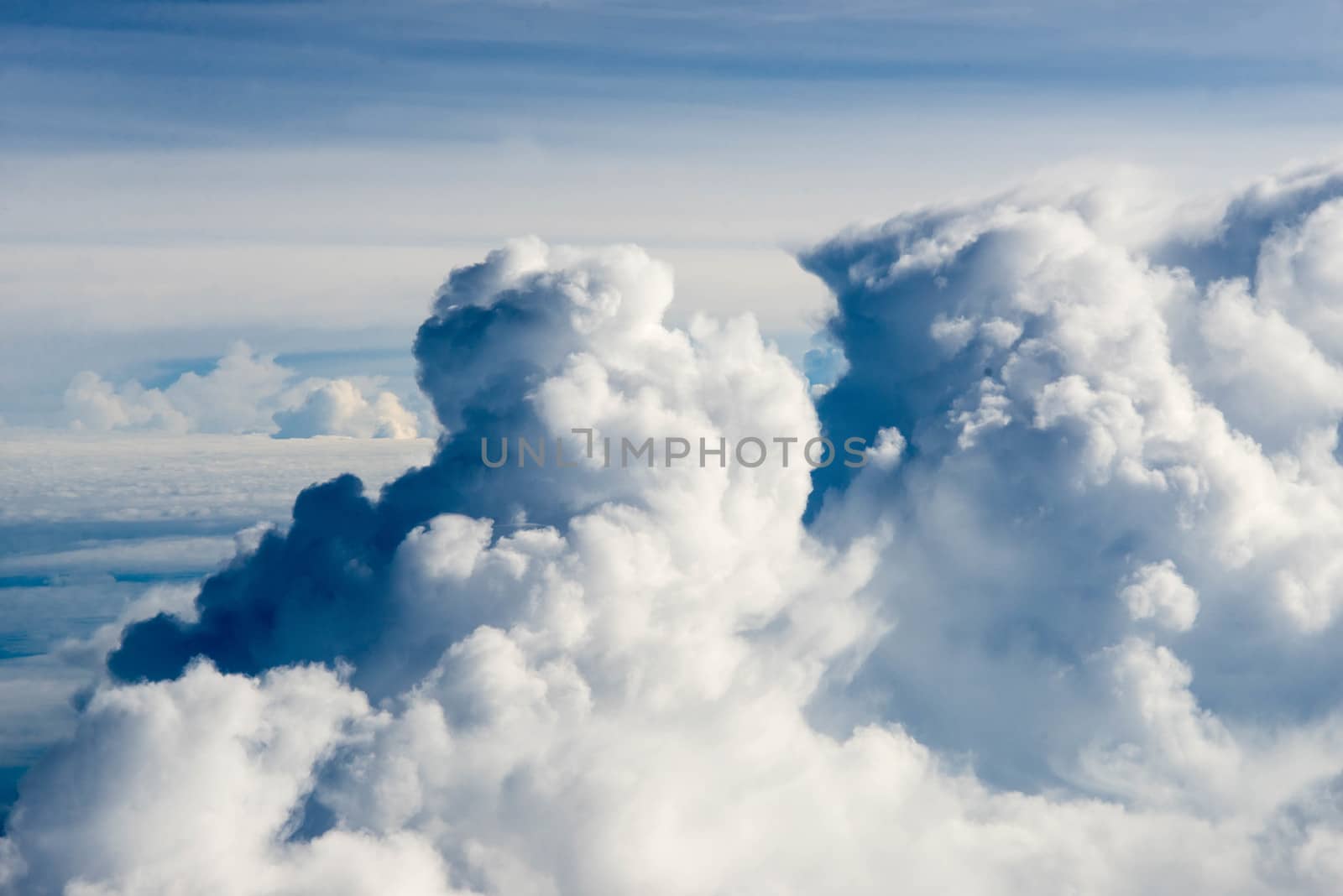 Cloudscape. Blue sky and white cloud. Sunny day. Cumulus cloud.