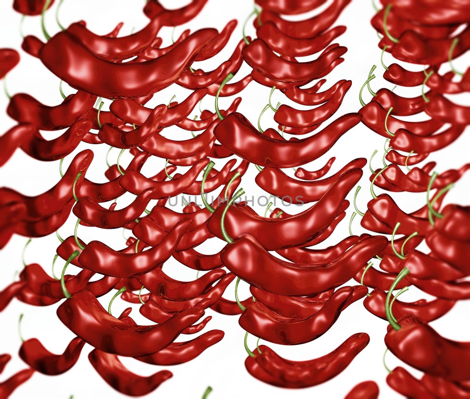 Illustration with many red hot peppers