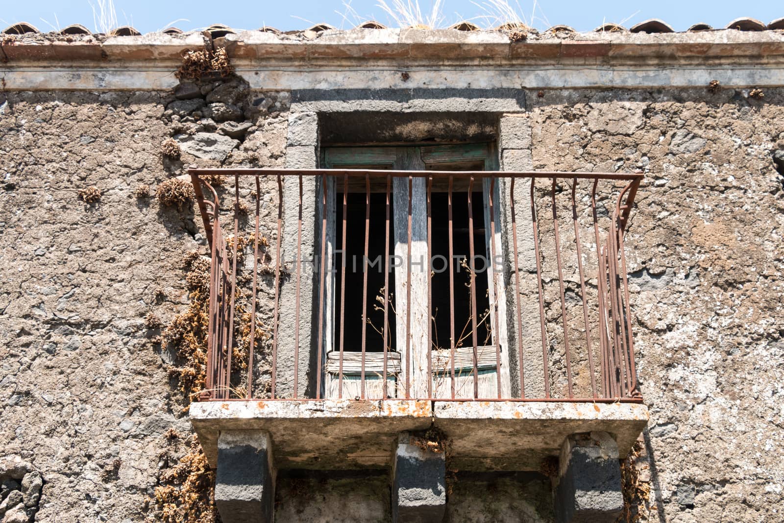 ruins of ancient balcony in Sicily a