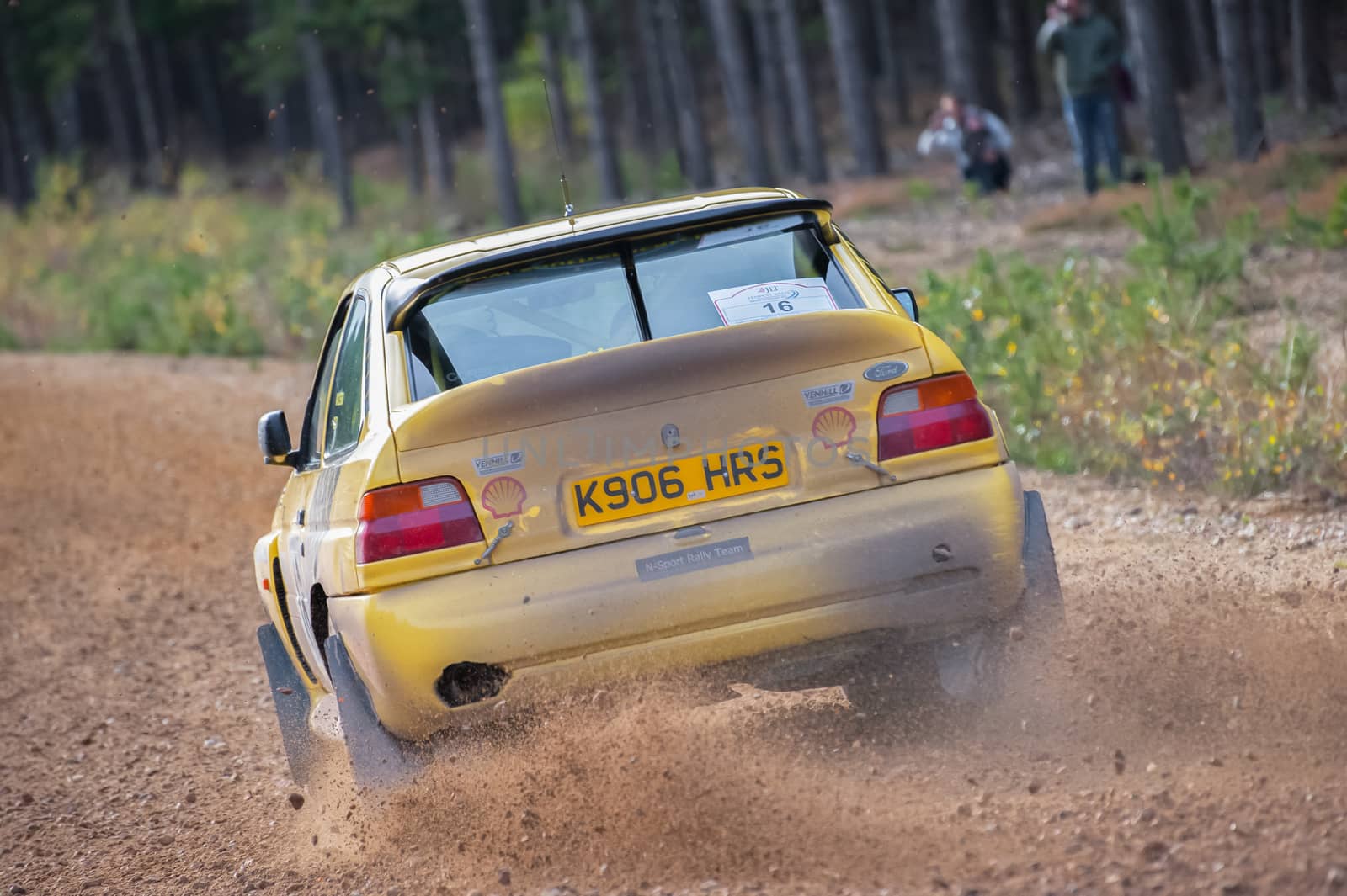Bramshill Forest, UK - November 3, 2012: Tony Bird driving a Ford Escort Cosworth on the Warren stage of the MSA Tempest Rally in Bramshill Forest, UK