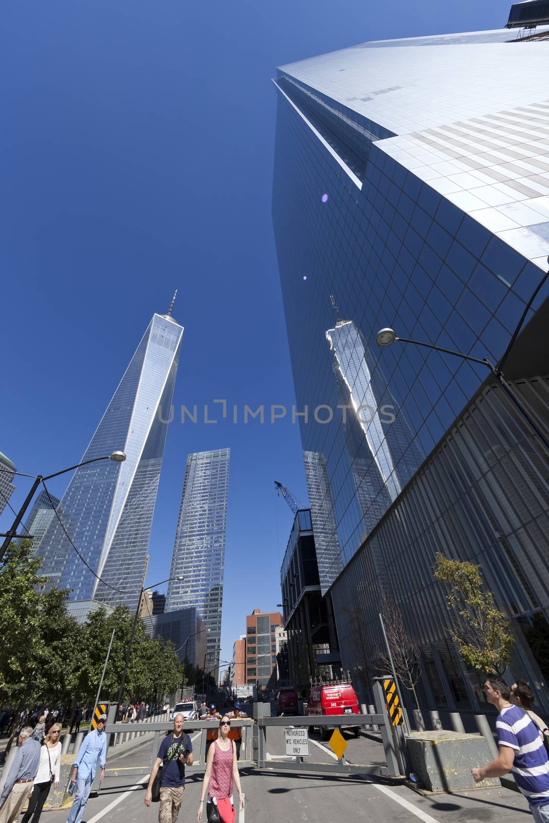New York City, USA - September 27, 2014 : NYC's September 11 Memorial  in New York Downtown. The memorial was dedicated on the 10th anniversary of the Sept. 11, 2001 attacks.