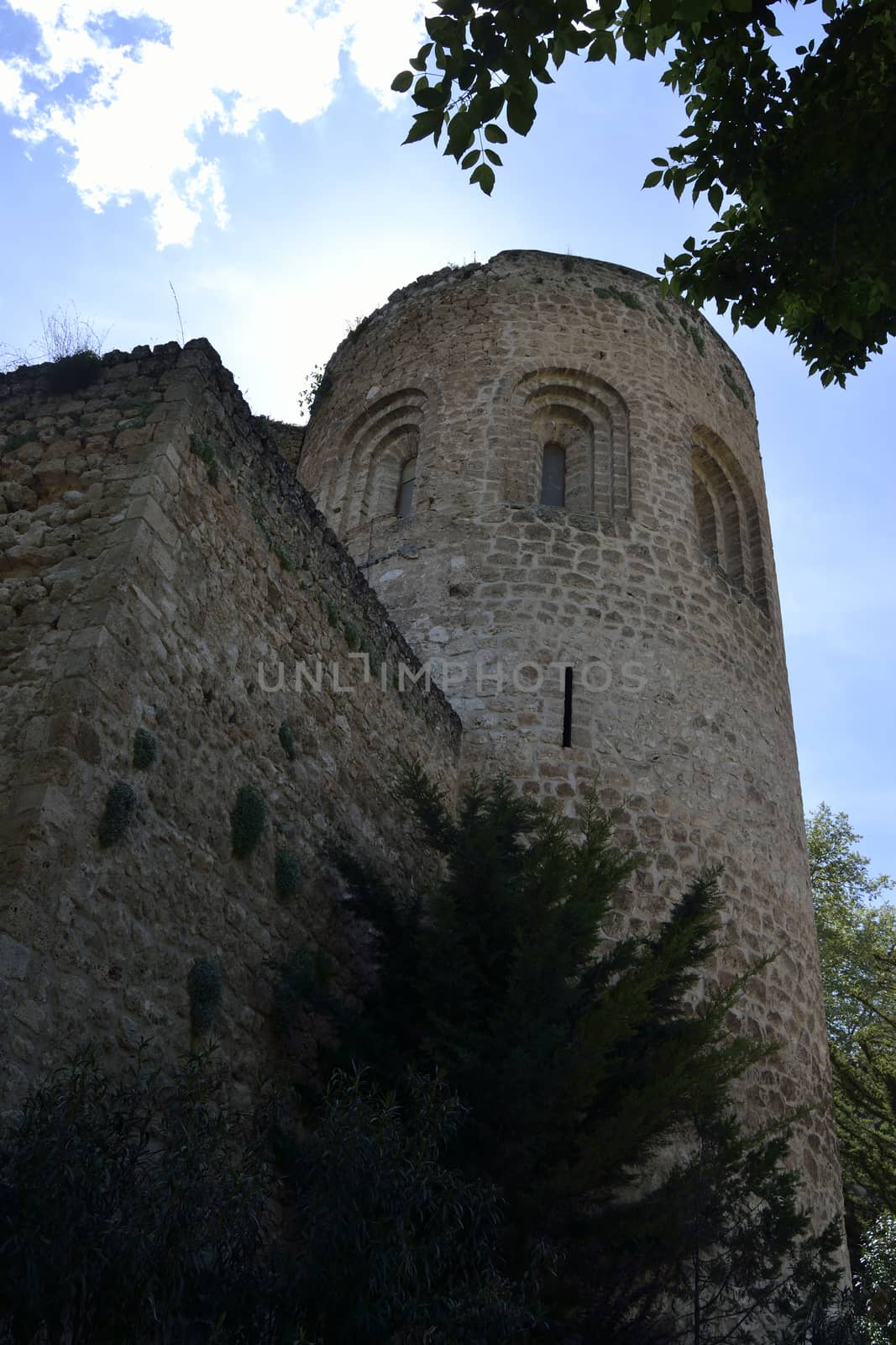 Tower of Brihuega castle, Spain. Sunny day in spring