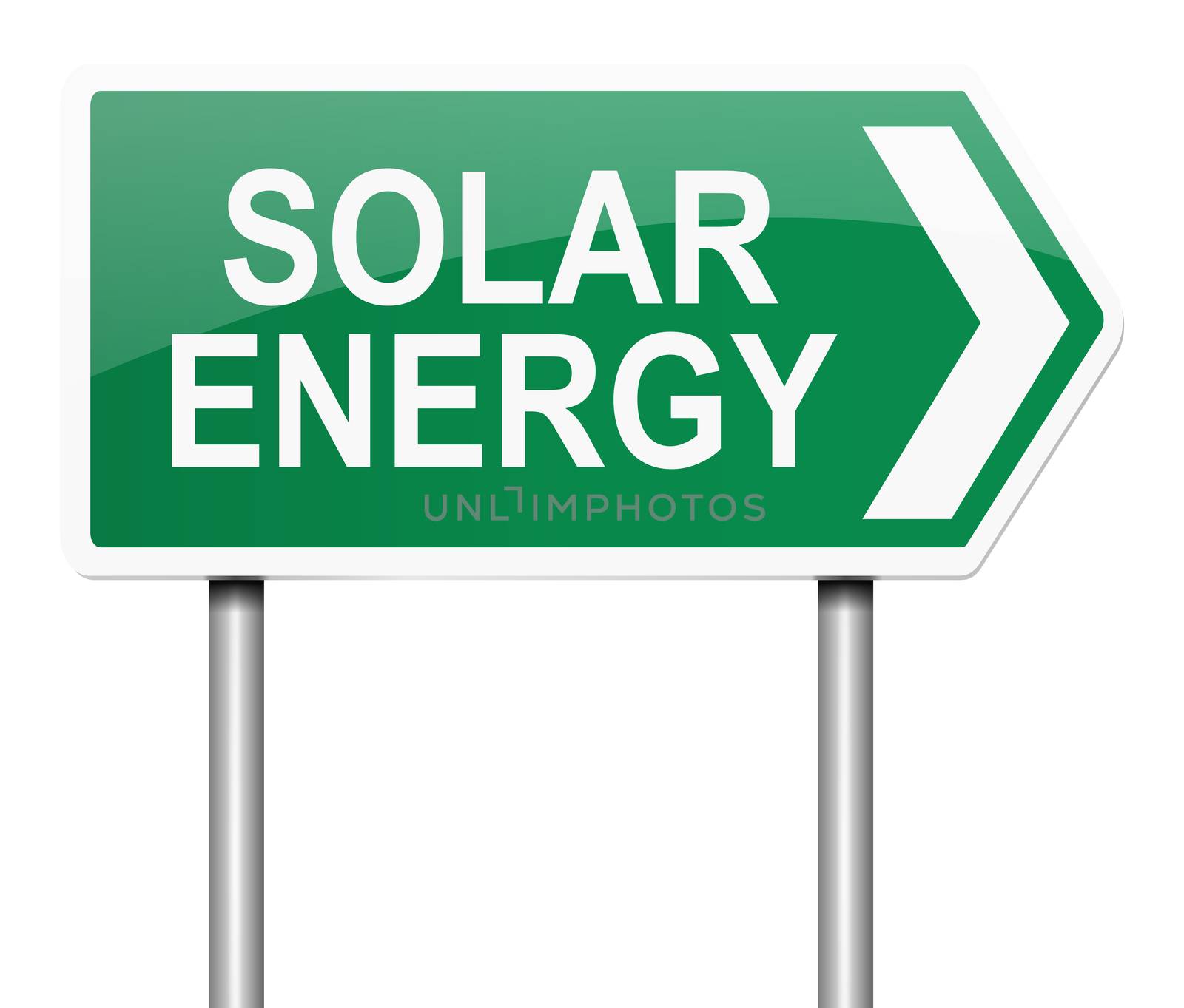 Illustration depicting a sign with a solar energy concept.