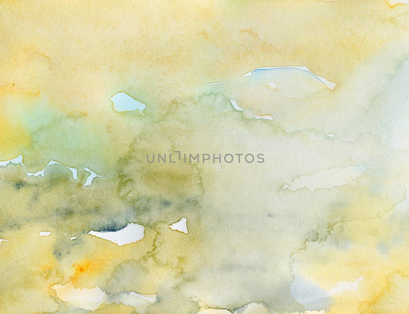Watercolor background texture. Original watercolor backdrop with texture in grungy dirty yellow.