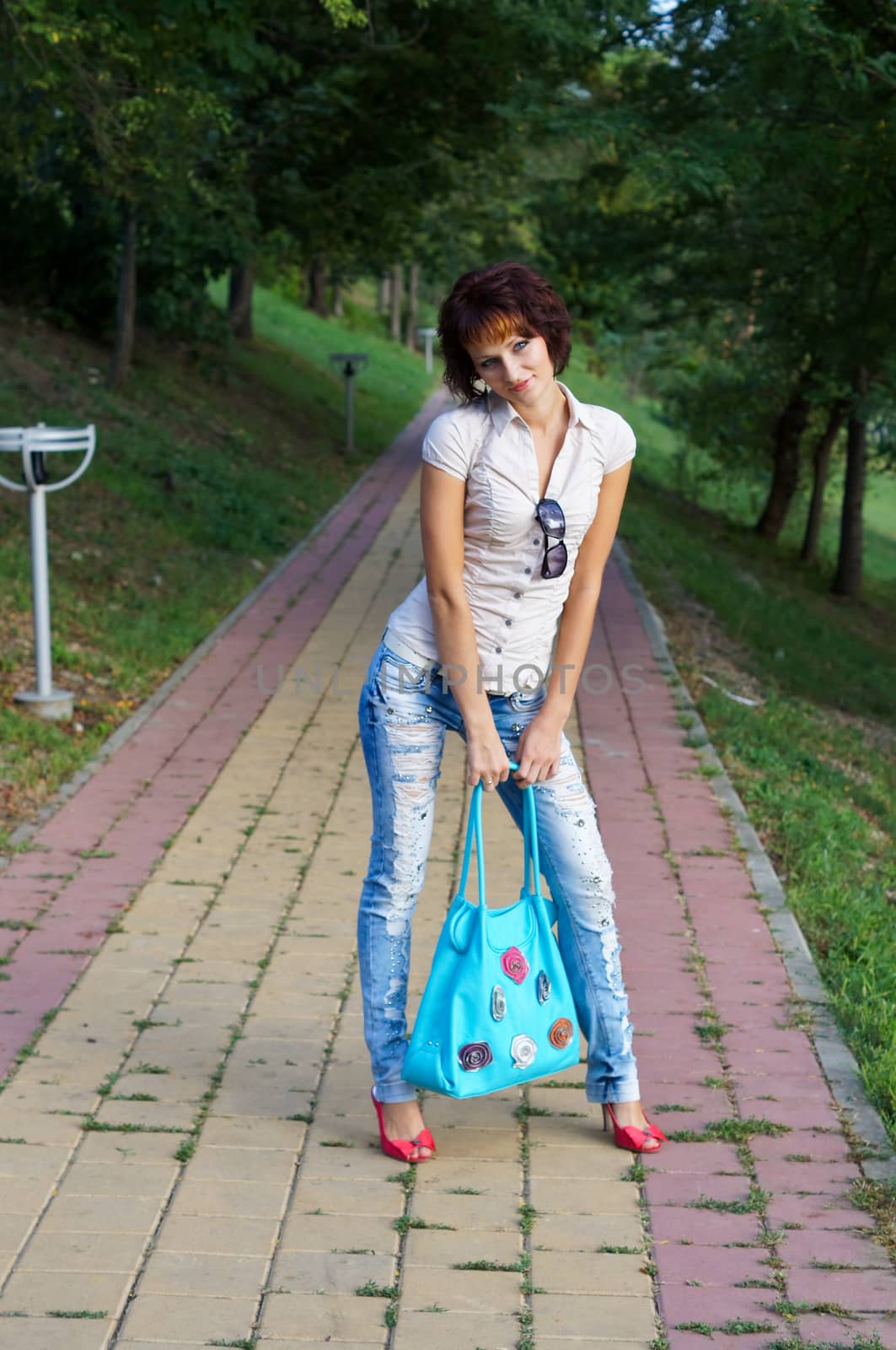 The young girl on walk