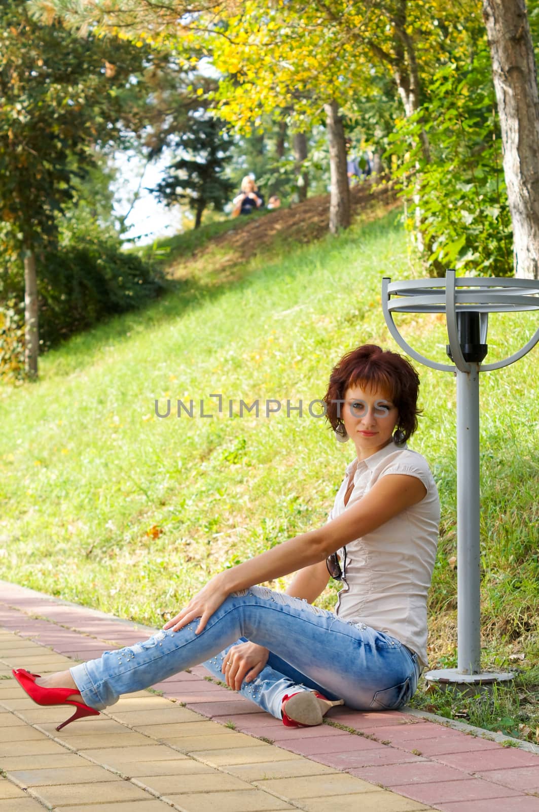 The young girl on walk