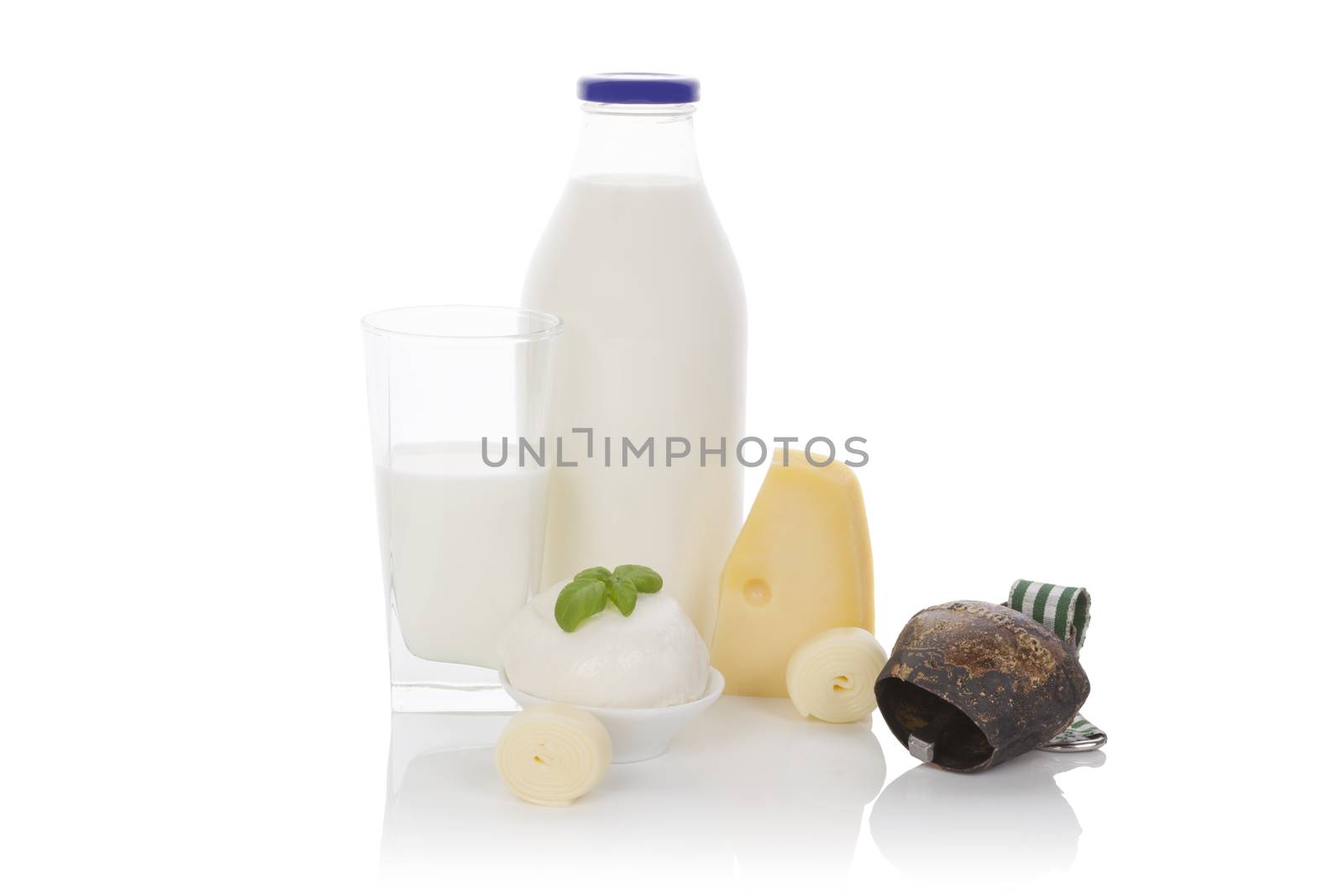 Dairy products isolated on white. by eskymaks