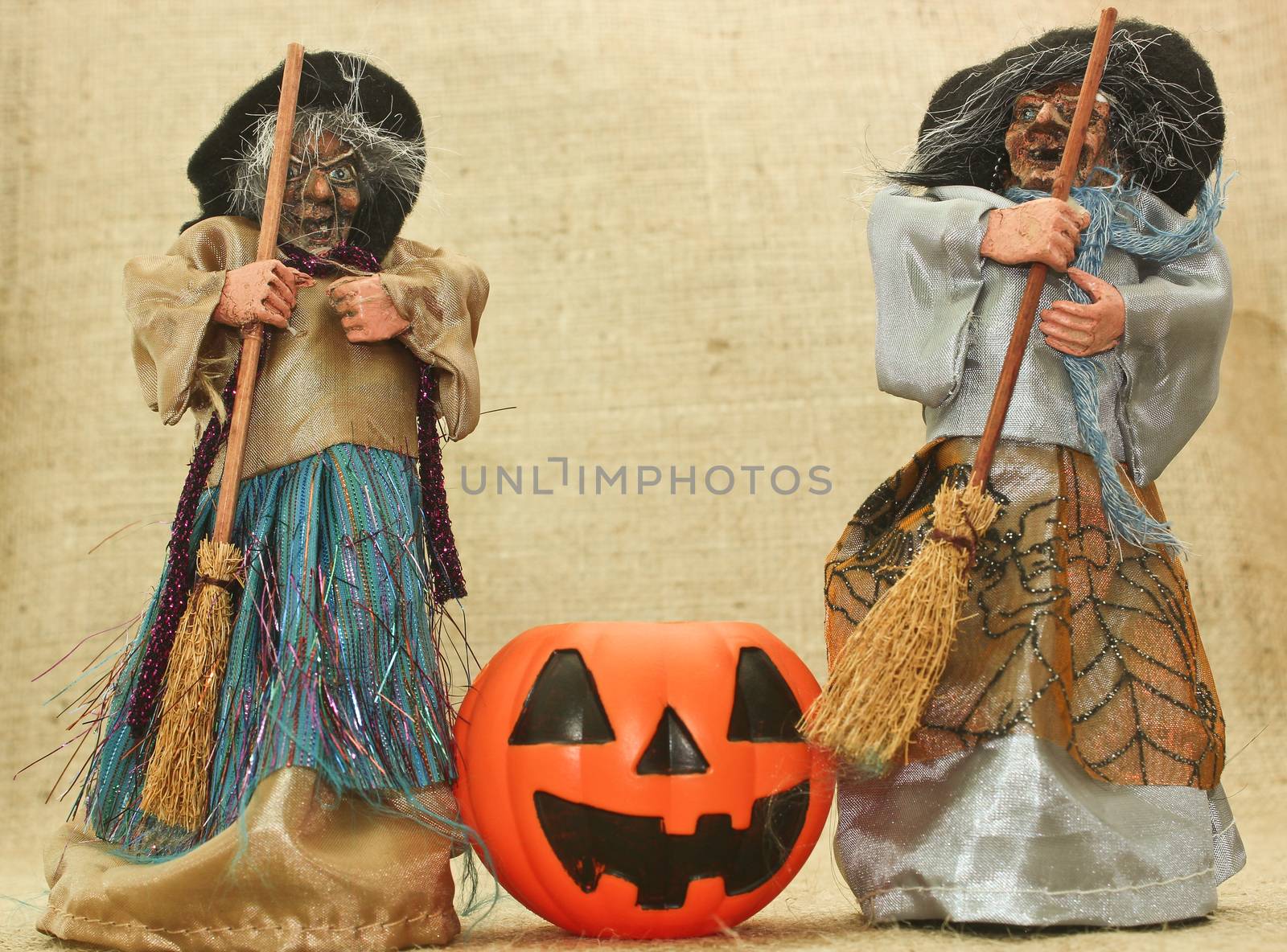Happy Halloween with Jack Lantern Pumpkin and Ugly Witches , trick or treat