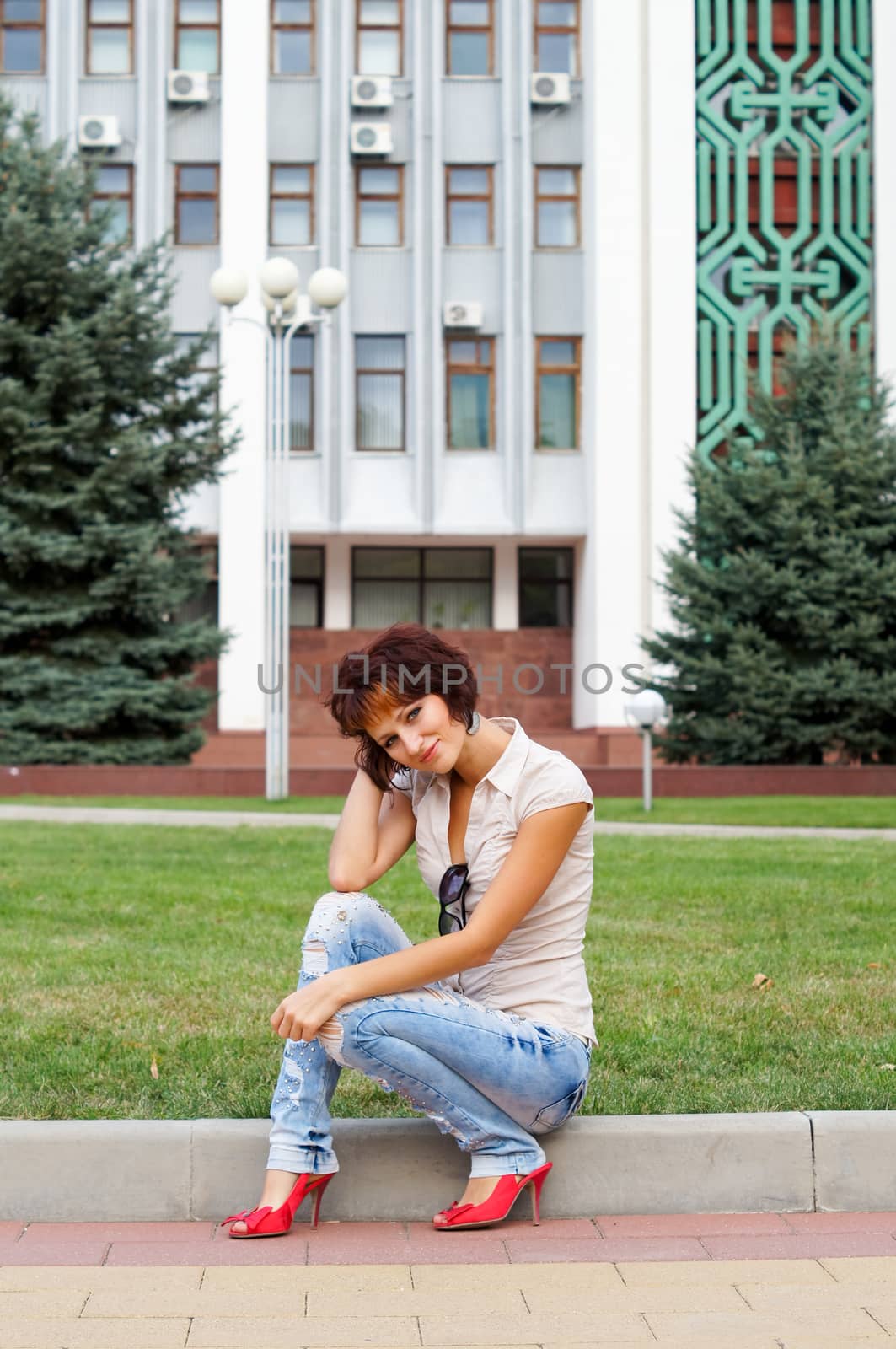 The young girl on walk