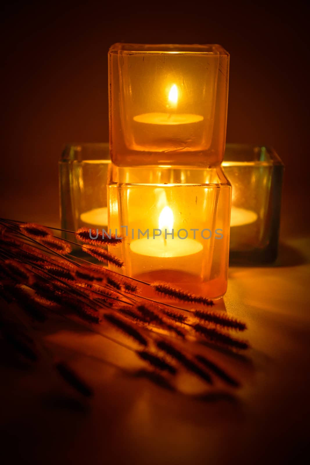 Candles and flower