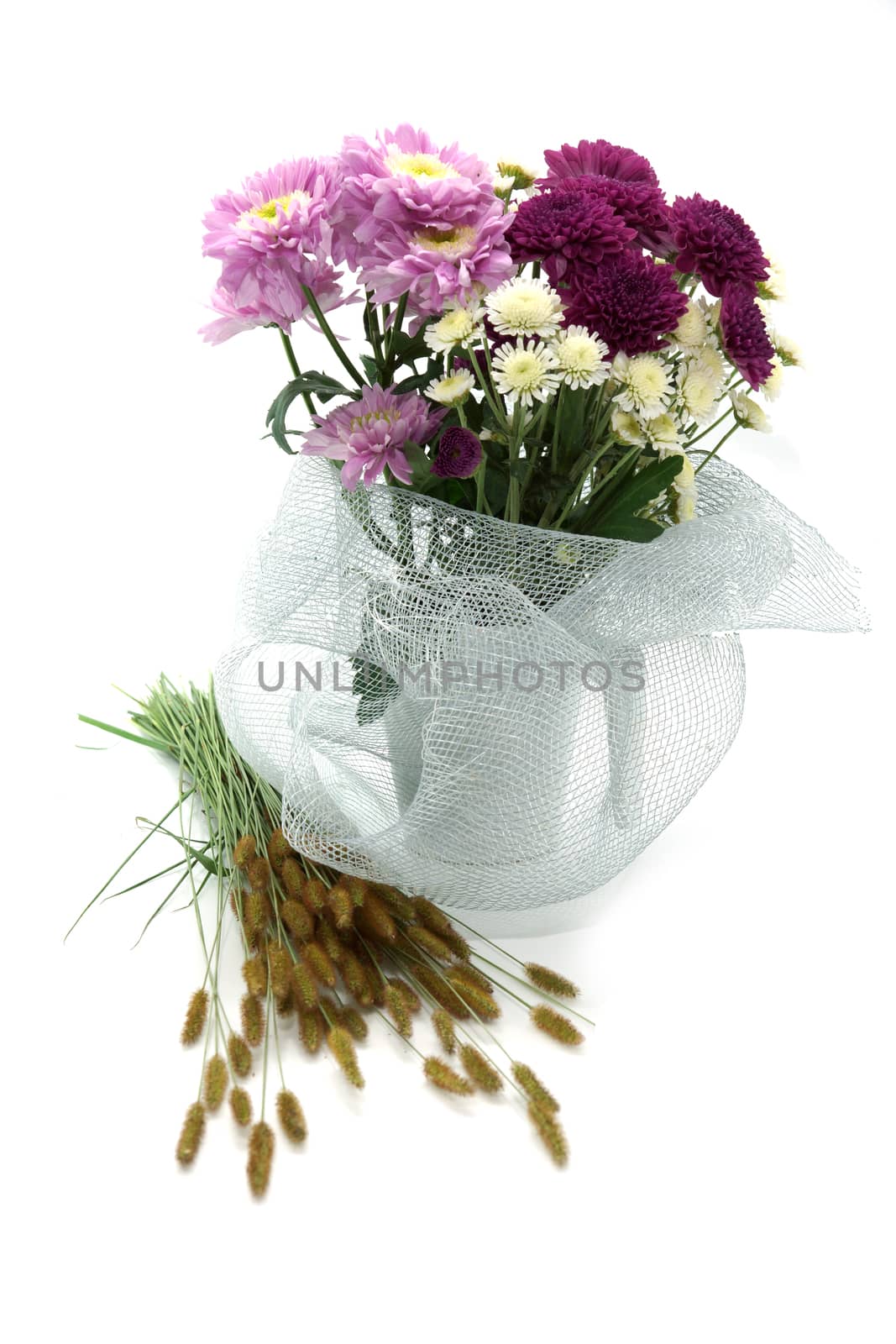 Bouquet of flowers on white background by Noppharat_th