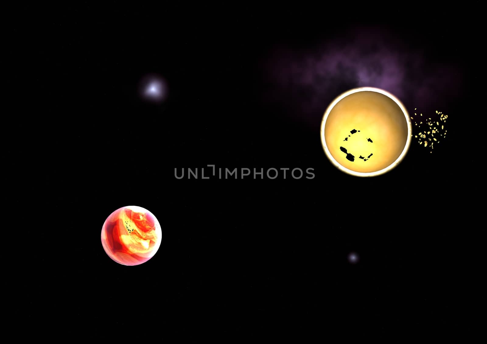 Far-out planets in a space against stars. "Elements of this image furnished by NASA".