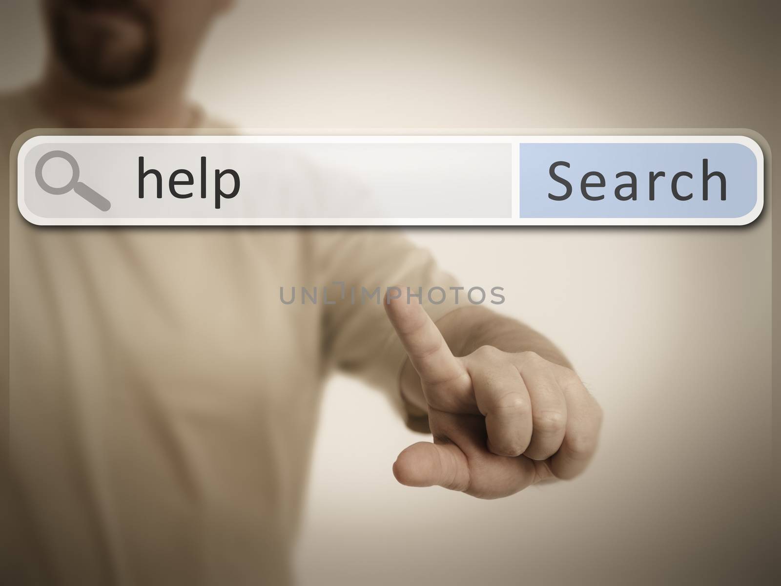 An image of a man who is searching the web after help