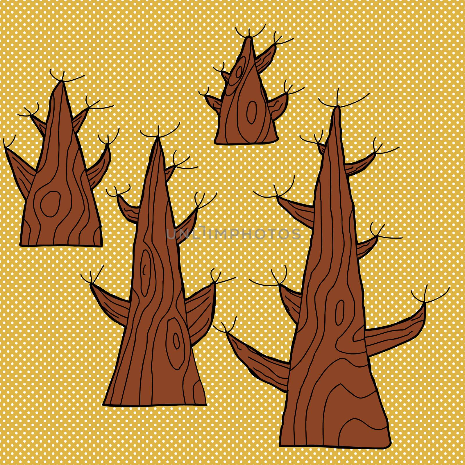 Set of Four Old Trees by TheBlackRhino