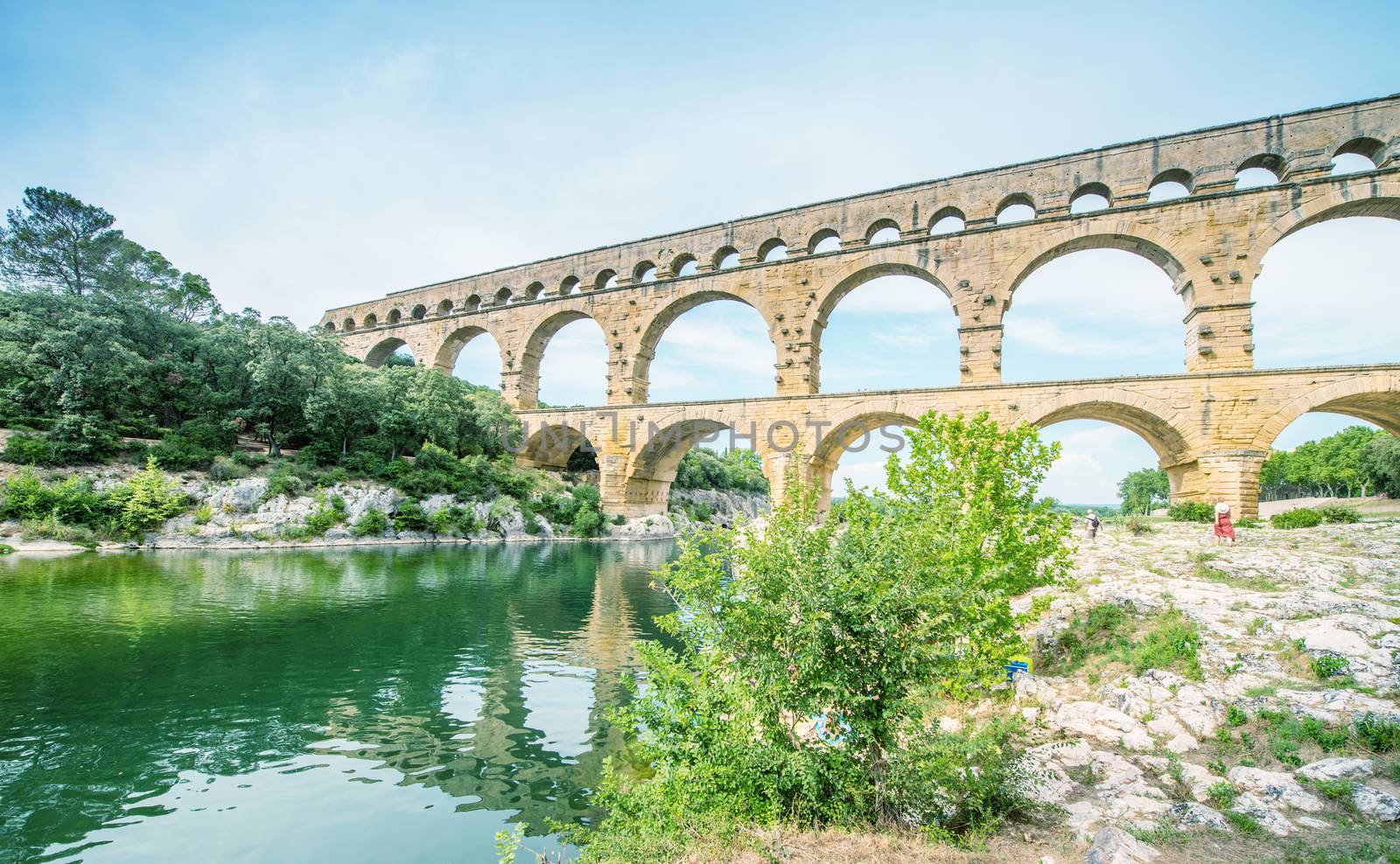 The well-known antique bridge-aqueduct Pont du Gard in Provence.