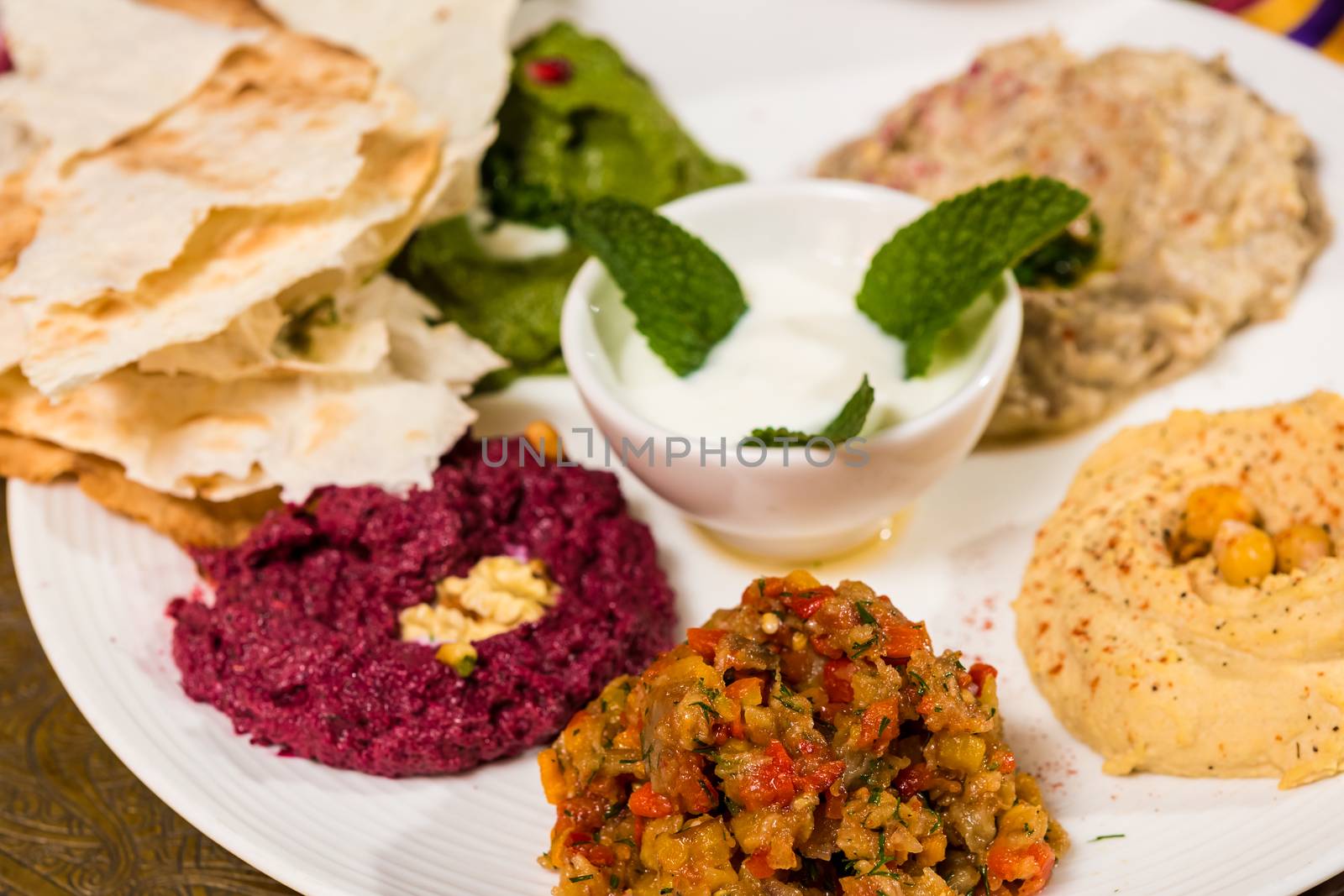 assorted of oriental food, mezze by sarymsakov