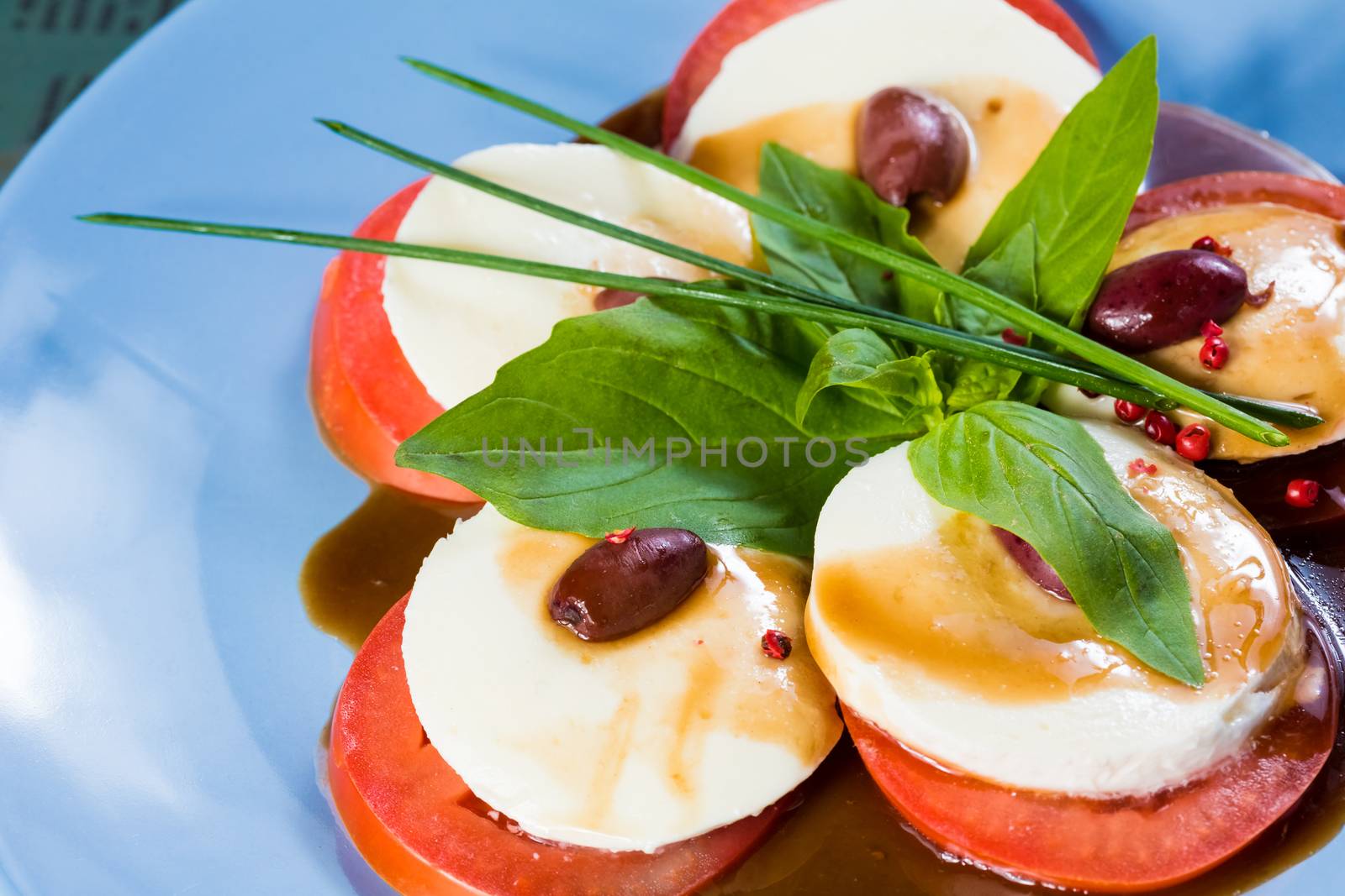 mozzarella with tomato. close up. Food Background