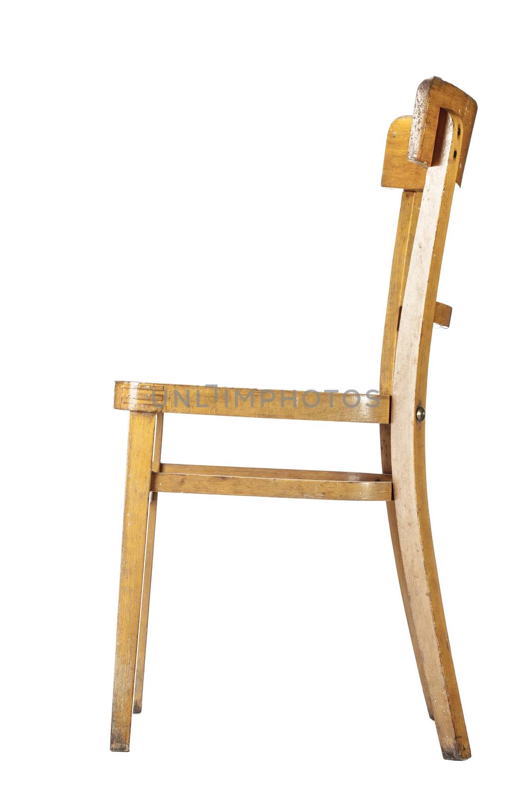 empty old fashioned wooden chair, isolated on white