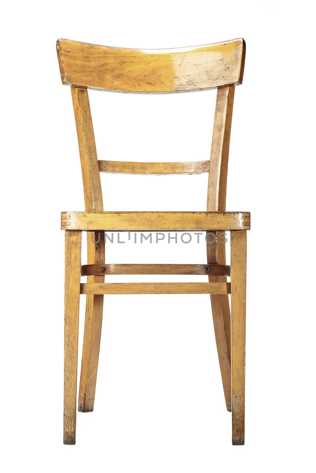 empty old fashioned wooden chair, isolated on white