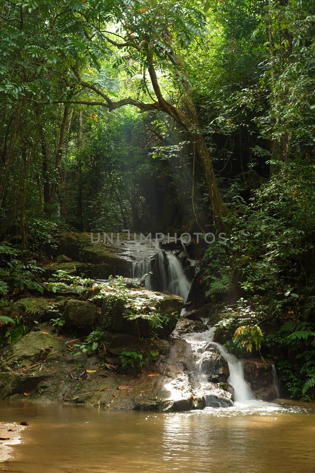 Small waterfall in the rainy season by Noppharat_th