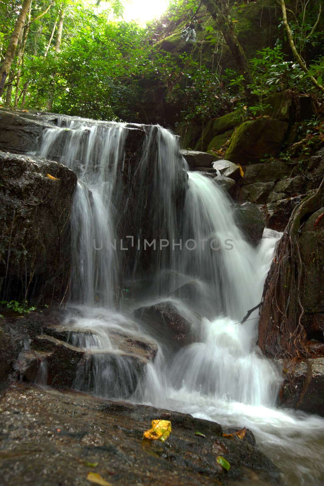 Small waterfall in the rainy season by Noppharat_th
