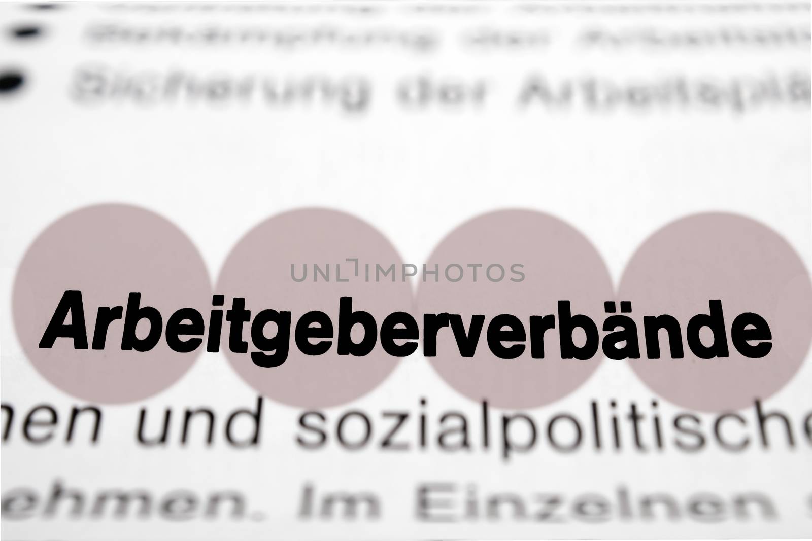 Text auf Seite "Arbeitgeberverbände" mit markierung horizontale Nahaufnahme