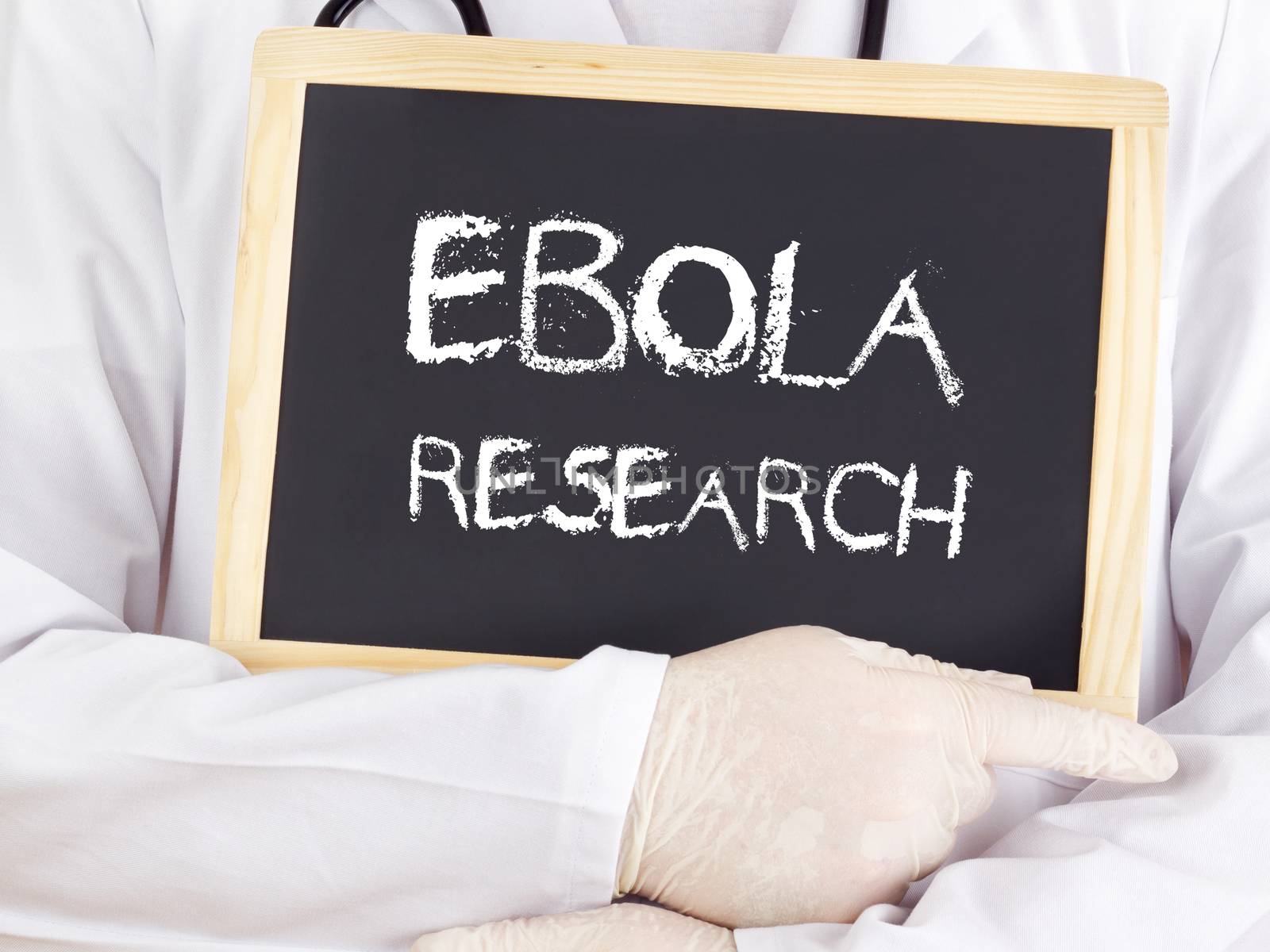 Doctor shows information: Ebola research