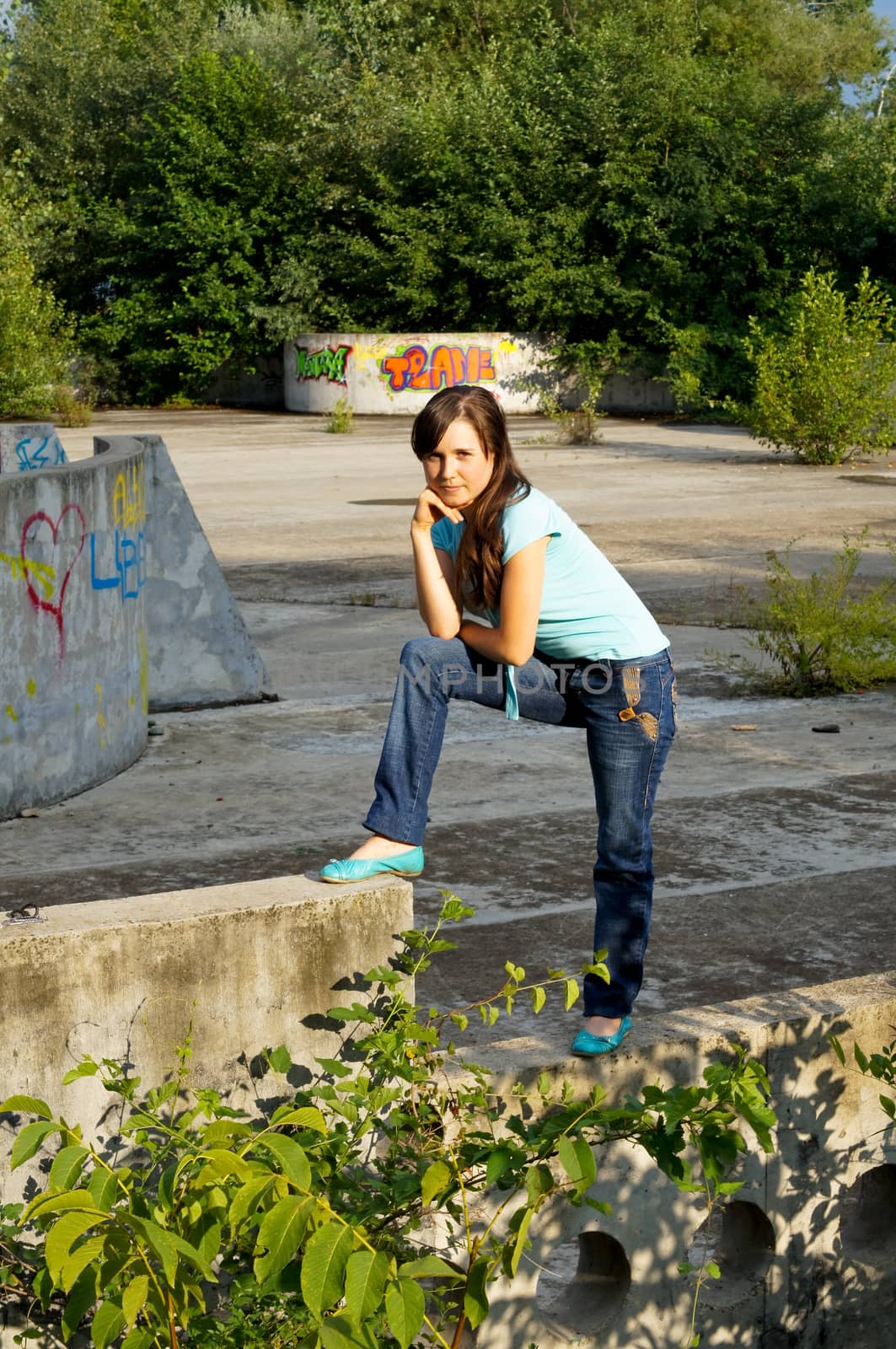 young girl on a walk