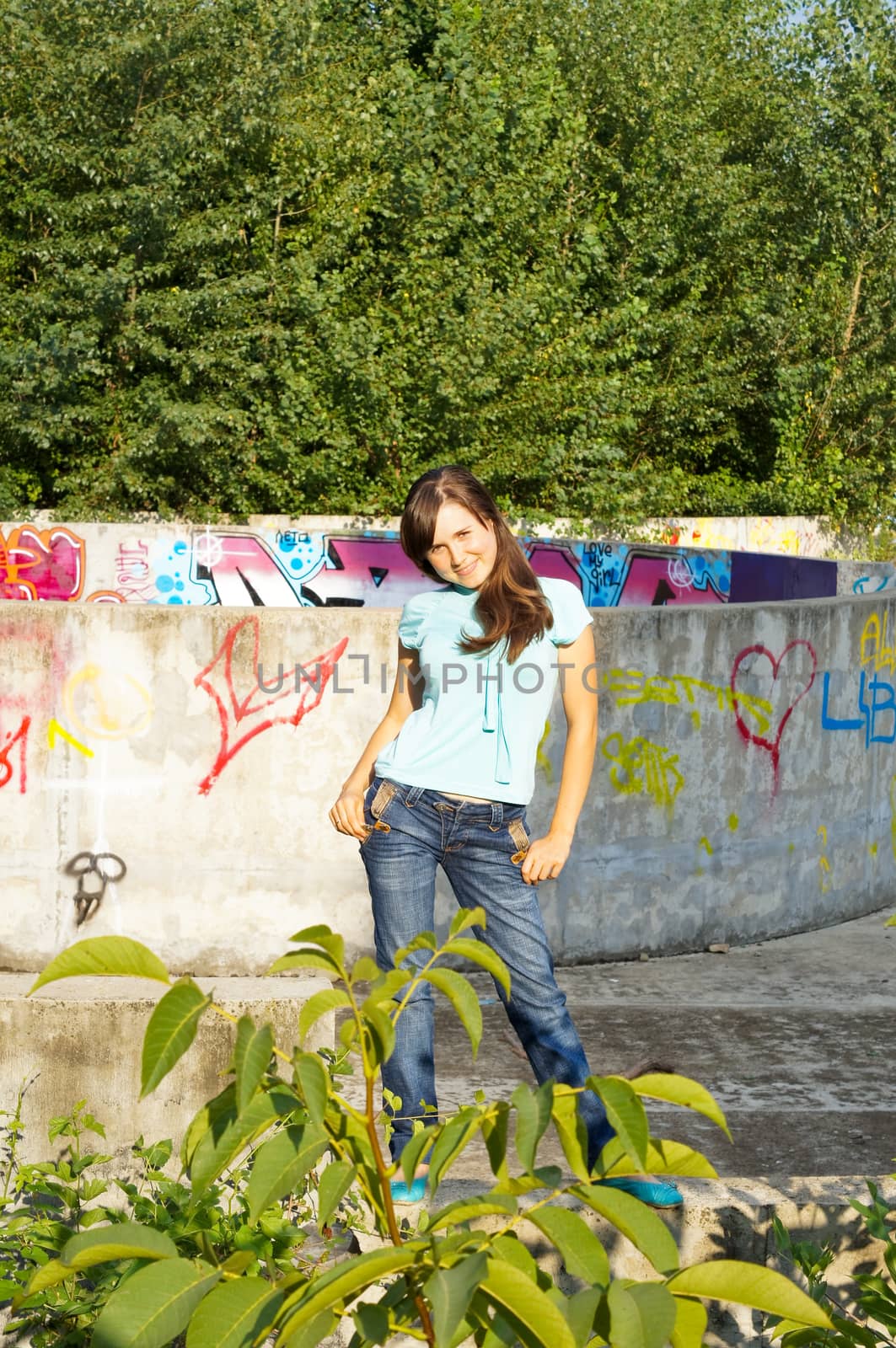 young girl on a walk