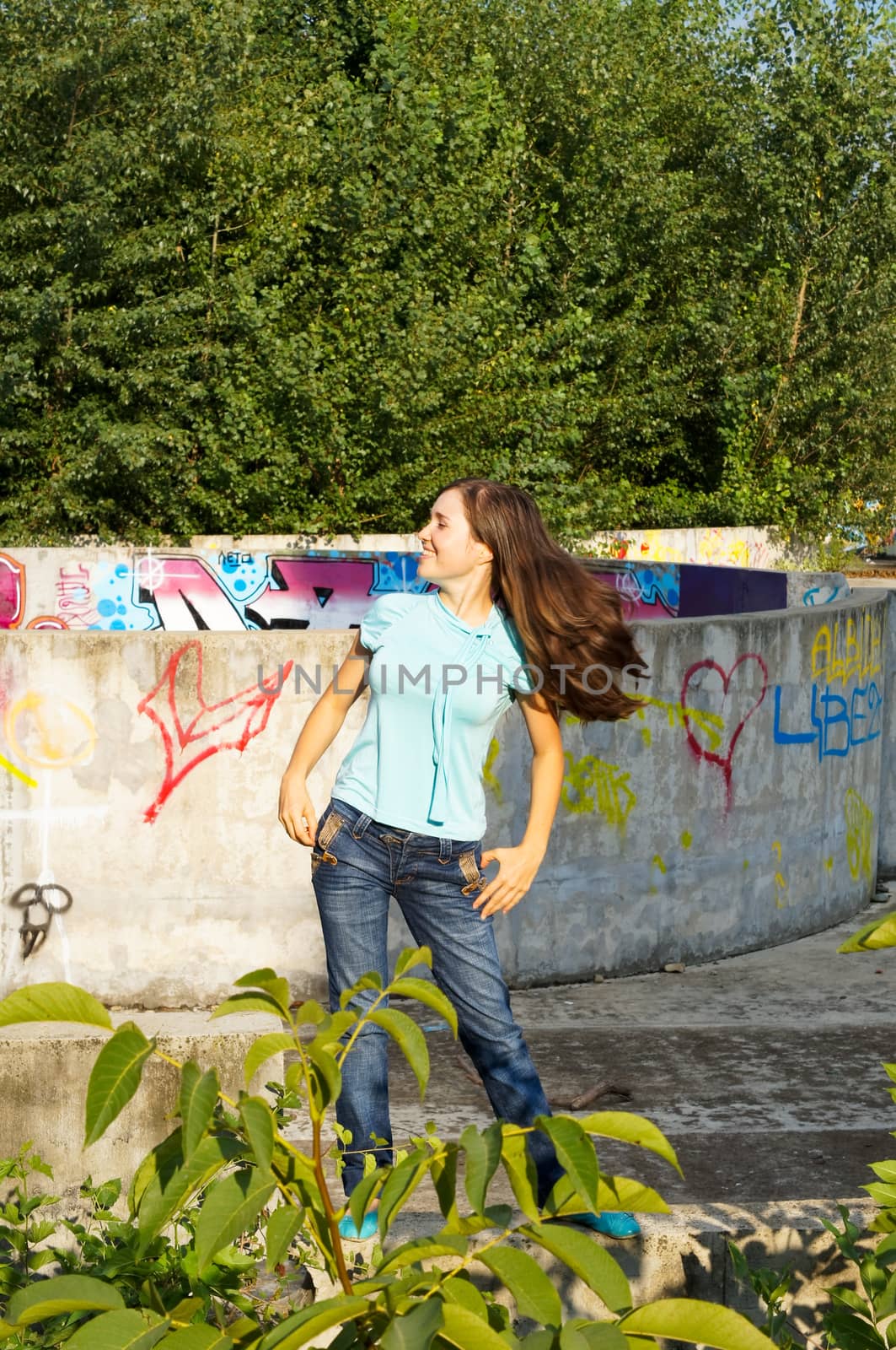 young girl on a walk